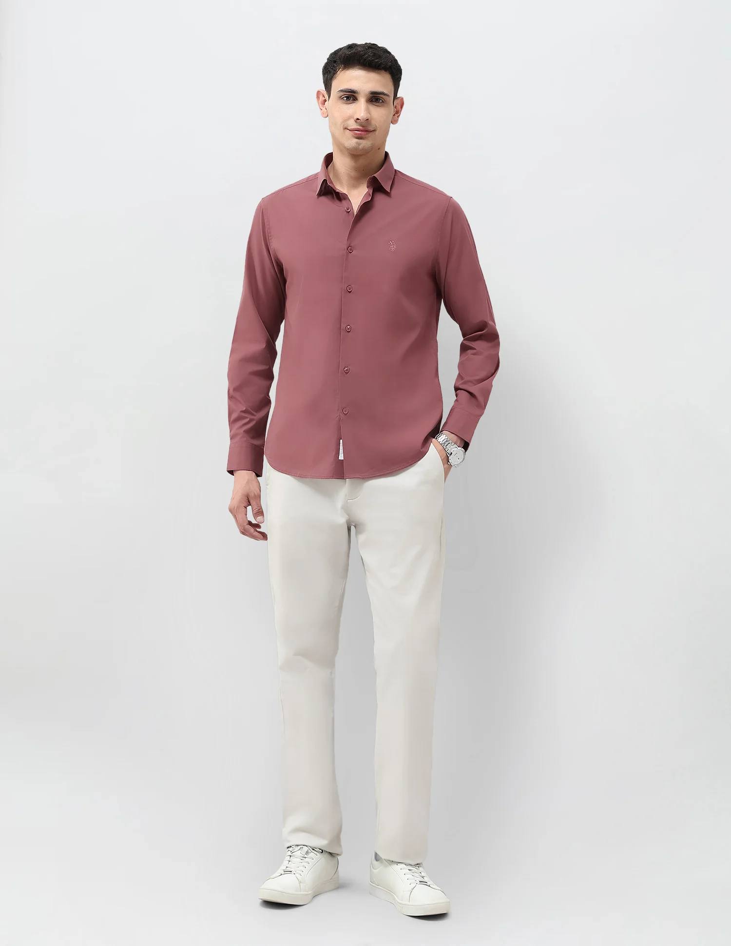 Solid Tailored Fit Shirt - Image 3