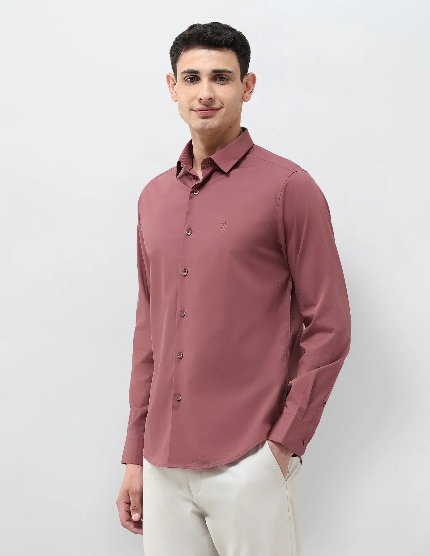 Solid Tailored Fit Shirt - Image 4