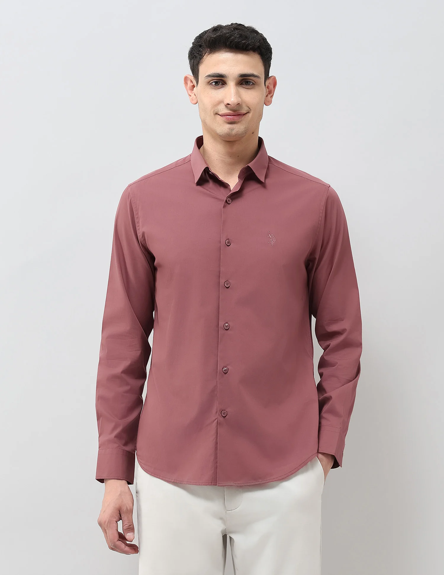Solid Tailored Fit Shirt - Image 6