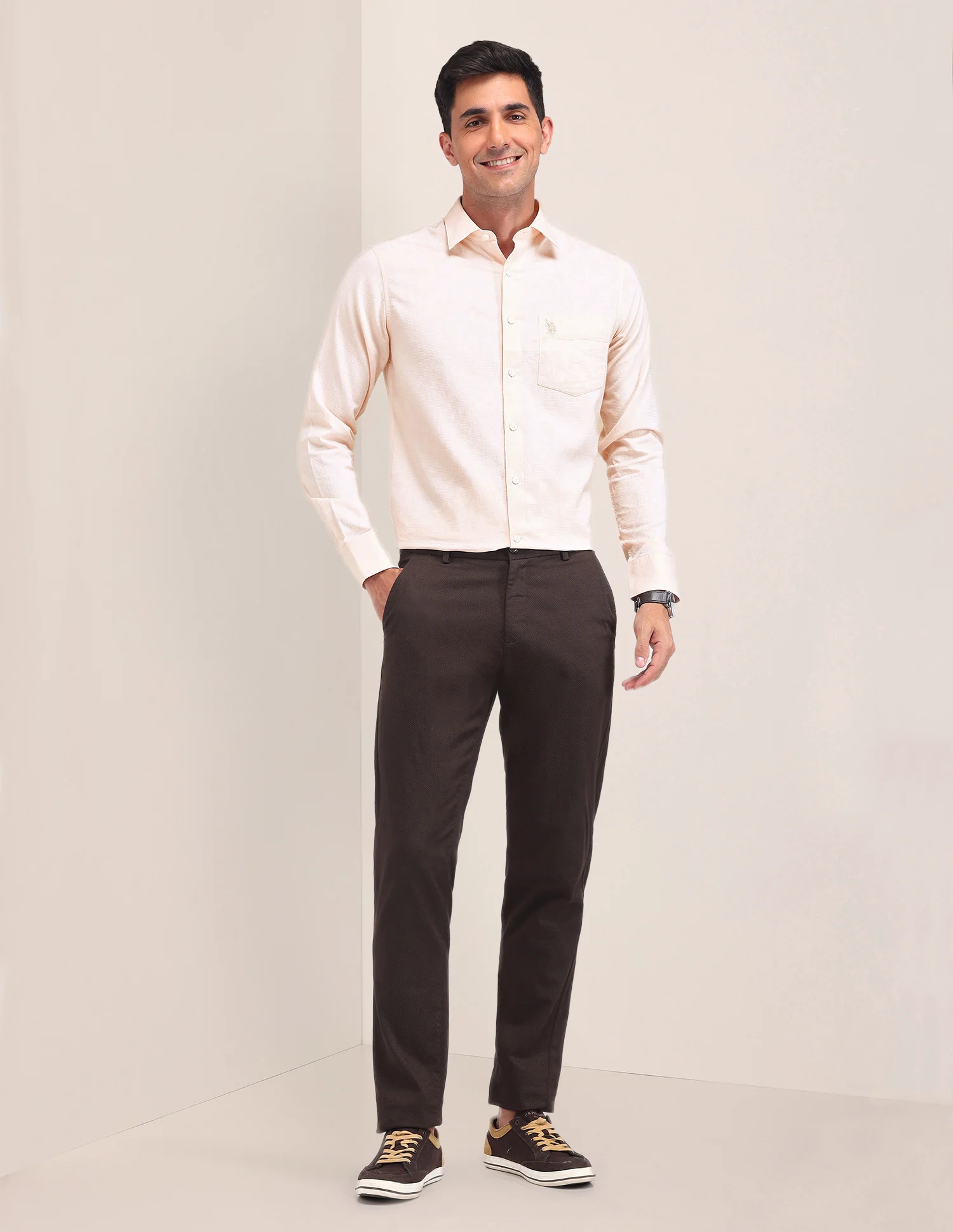 Solid Tailored Fit Shirt - Image 3