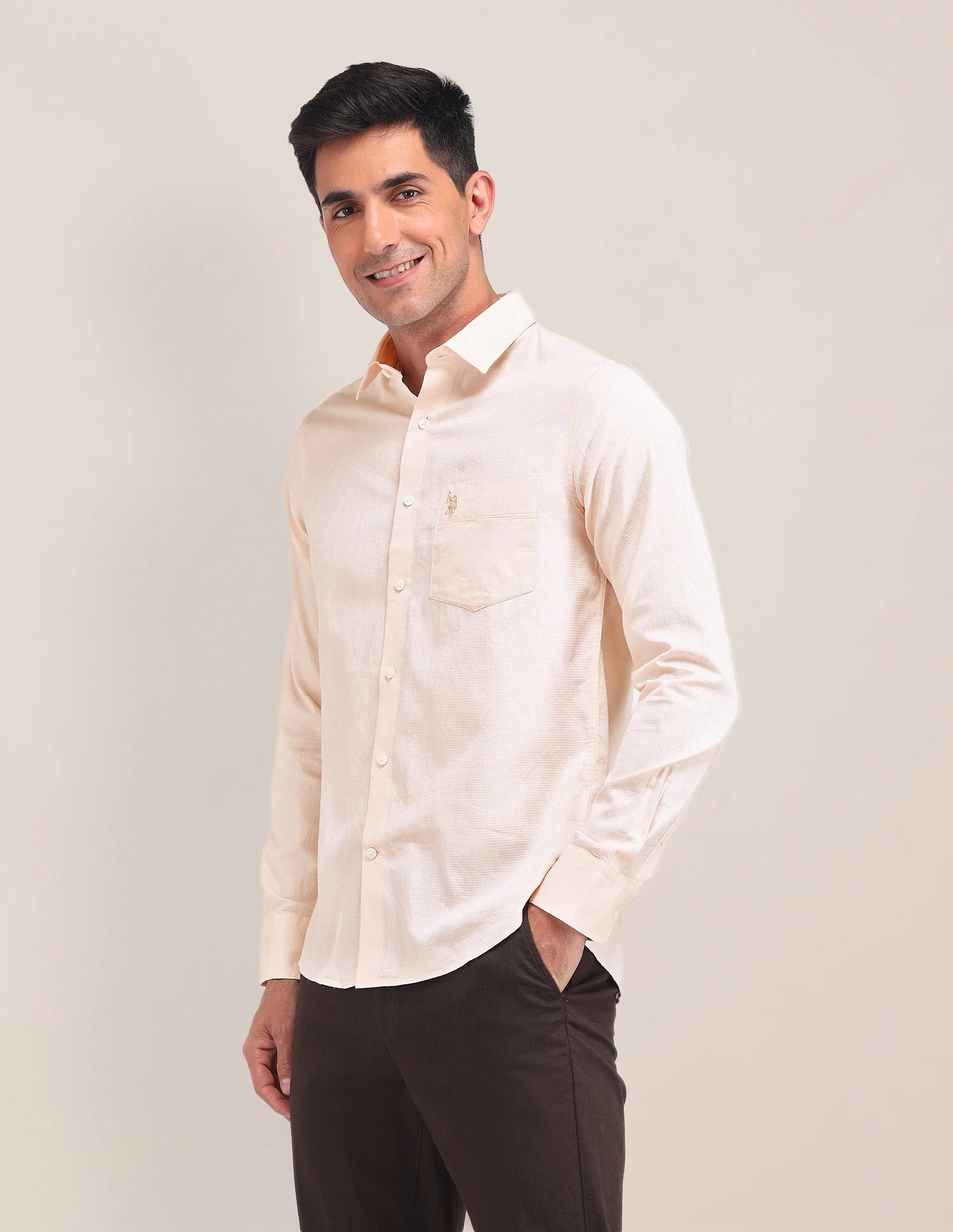 Solid Tailored Fit Shirt - Image 4