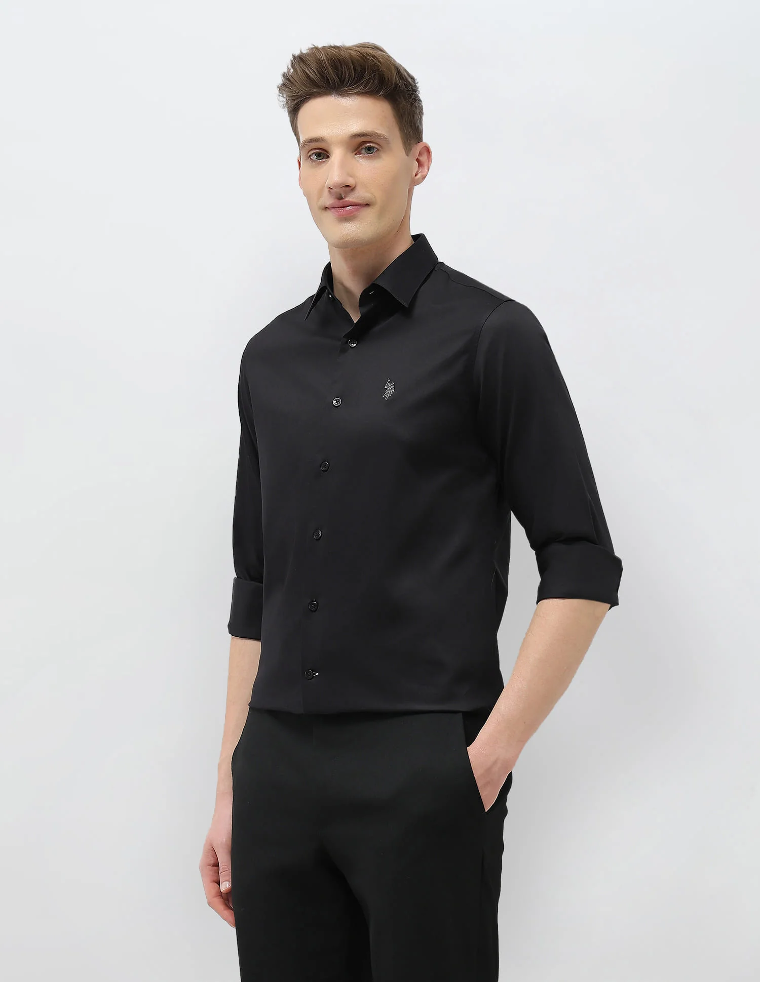Solid Tailored Fit Shirt - Image 4