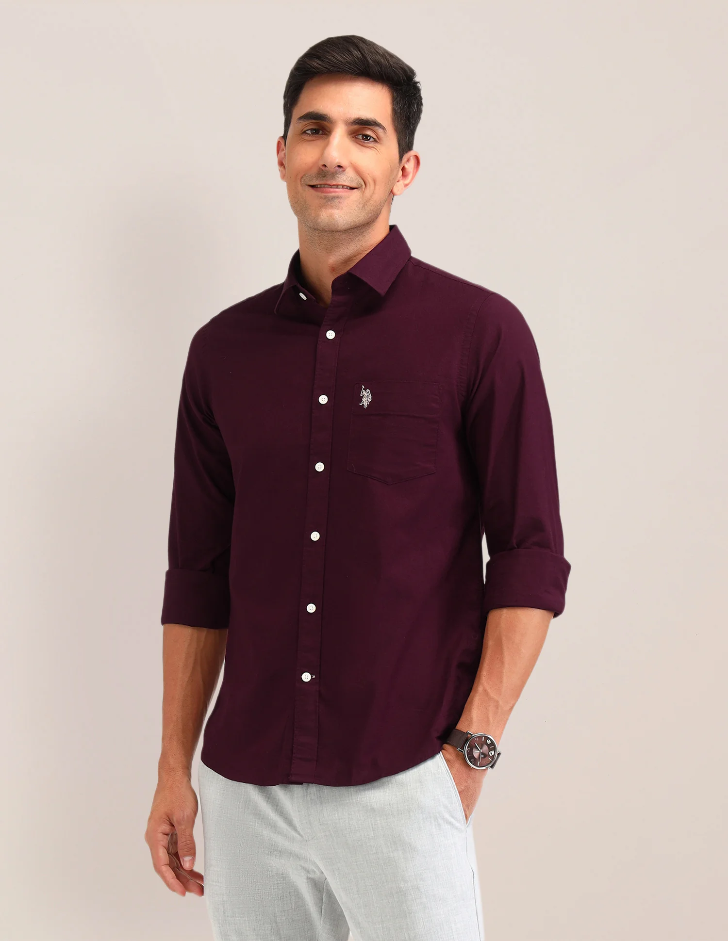 Solid Tailored Fit Shirt