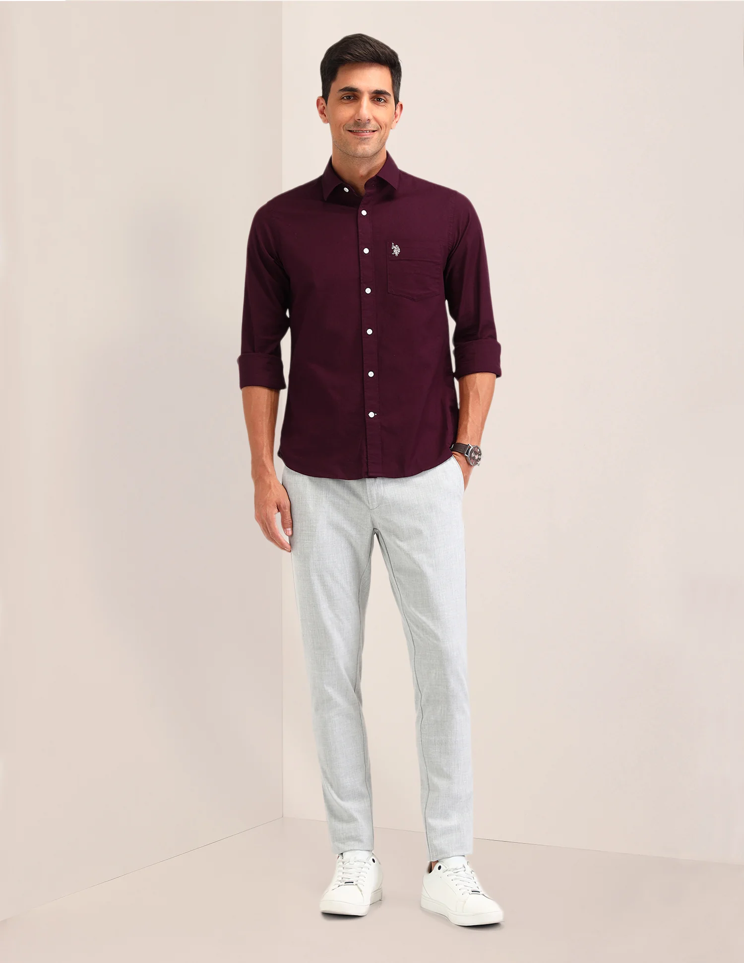 Solid Tailored Fit Shirt - Image 3