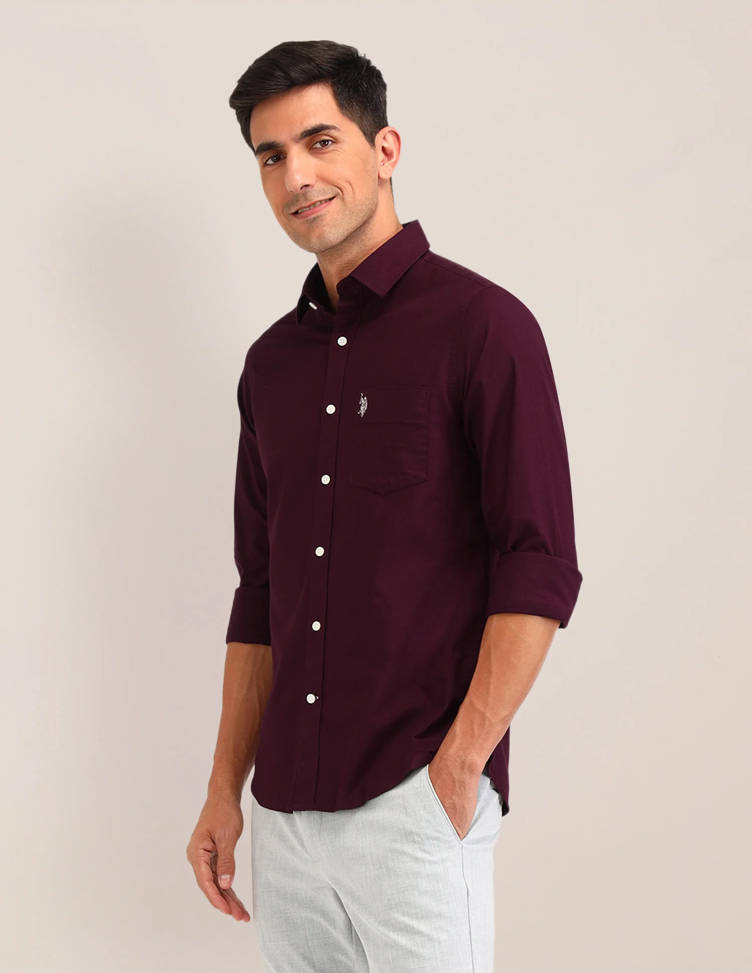 Solid Tailored Fit Shirt - Image 4