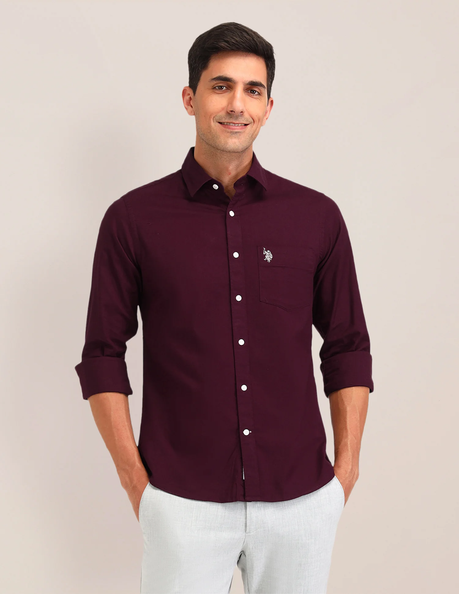 Solid Tailored Fit Shirt - Image 6