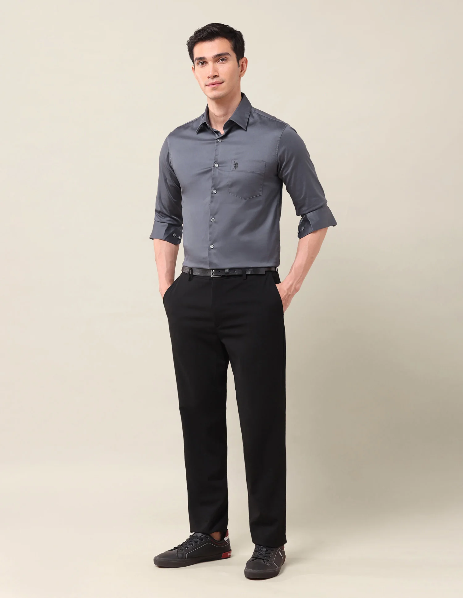Solid Tailored Fit Shirt - Image 3