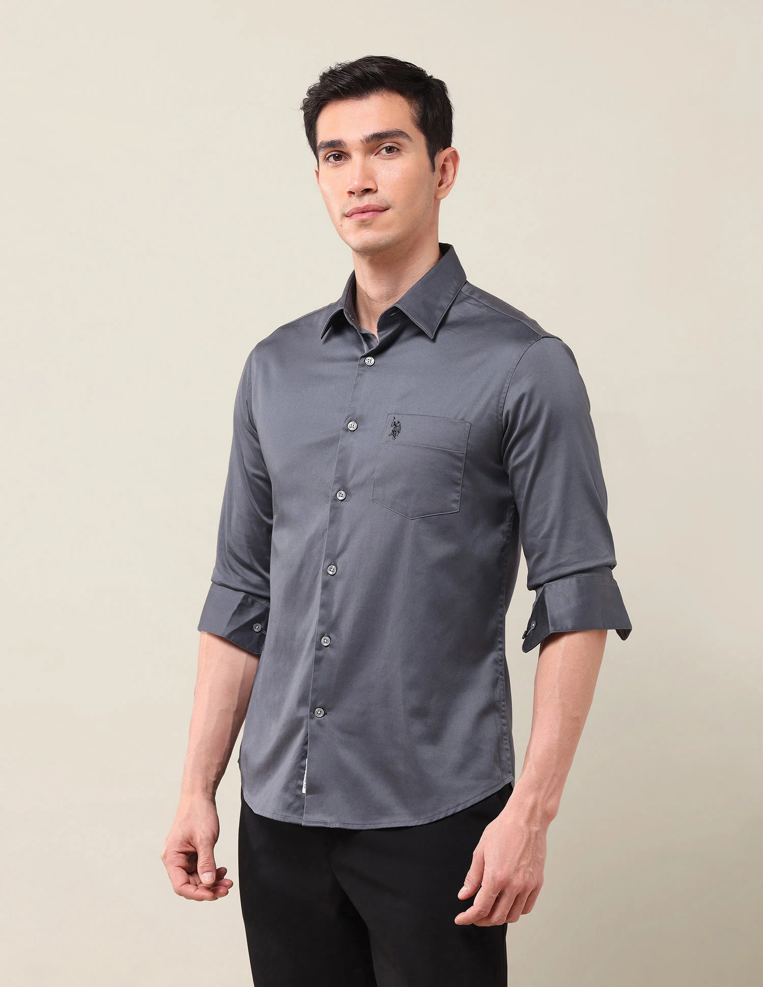Solid Tailored Fit Shirt - Image 4