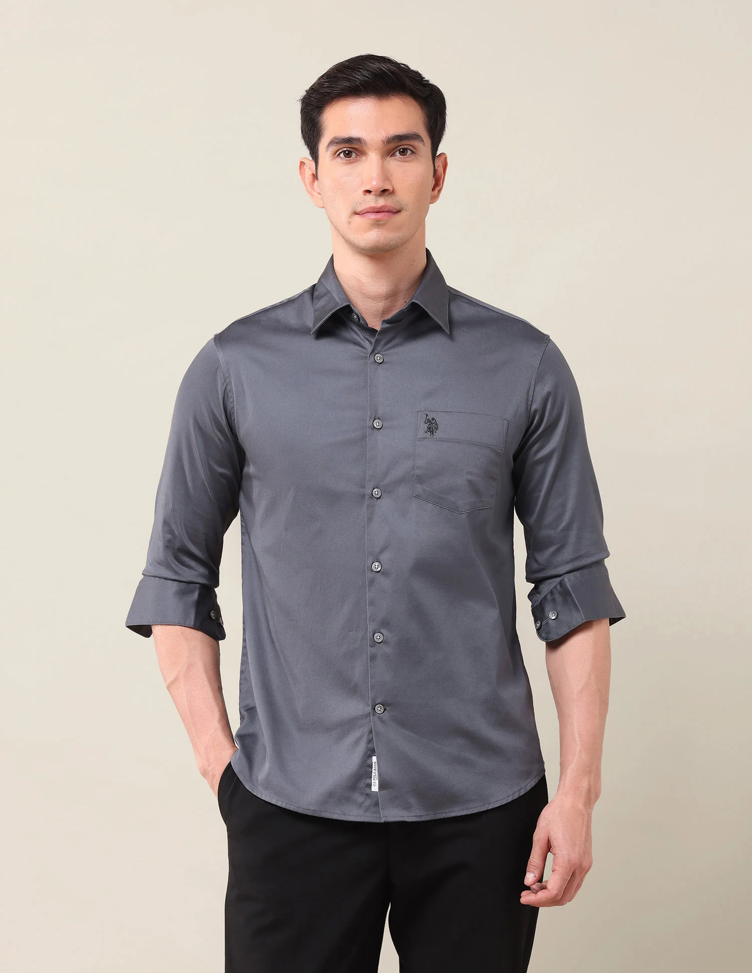 Solid Tailored Fit Shirt - Image 6