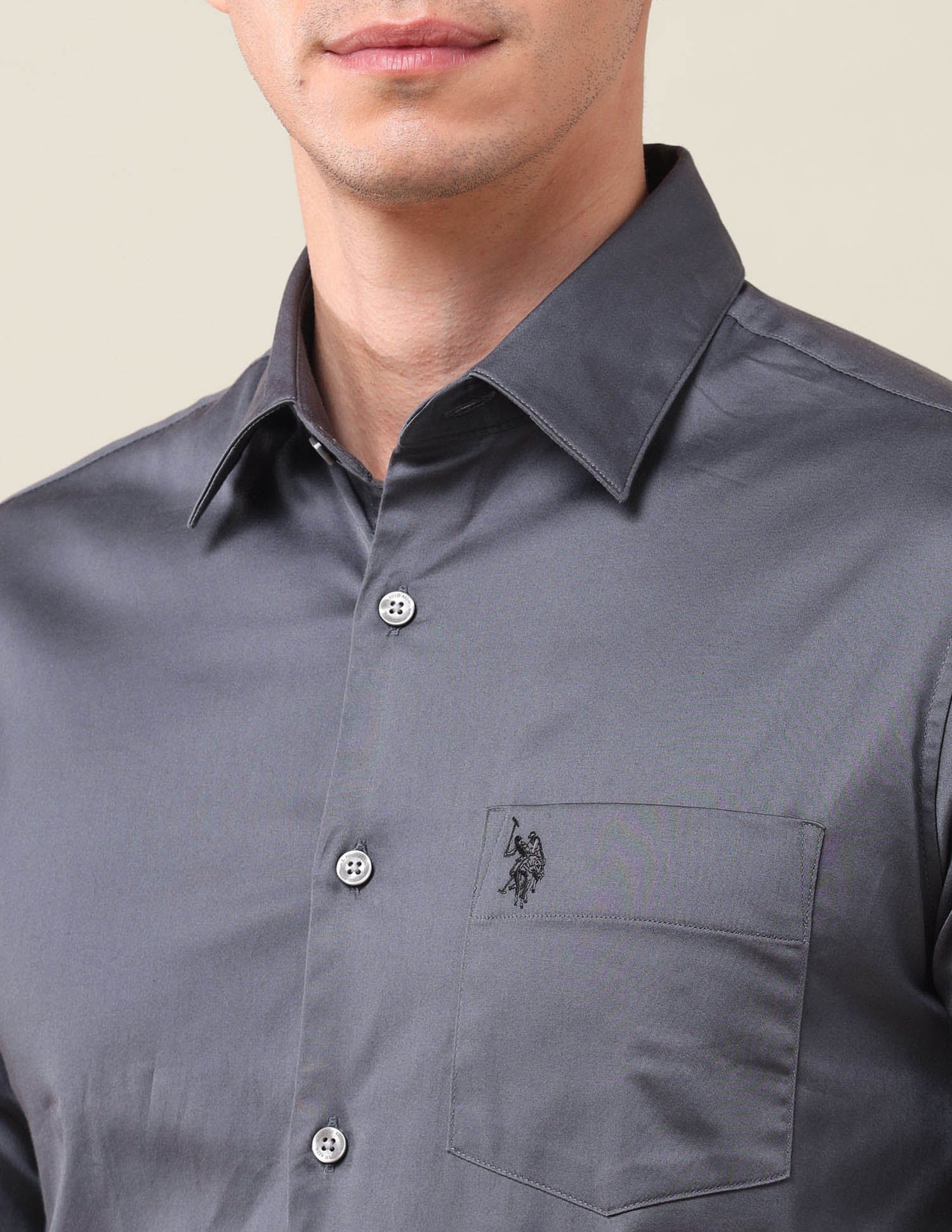 Solid Tailored Fit Shirt - Image 7