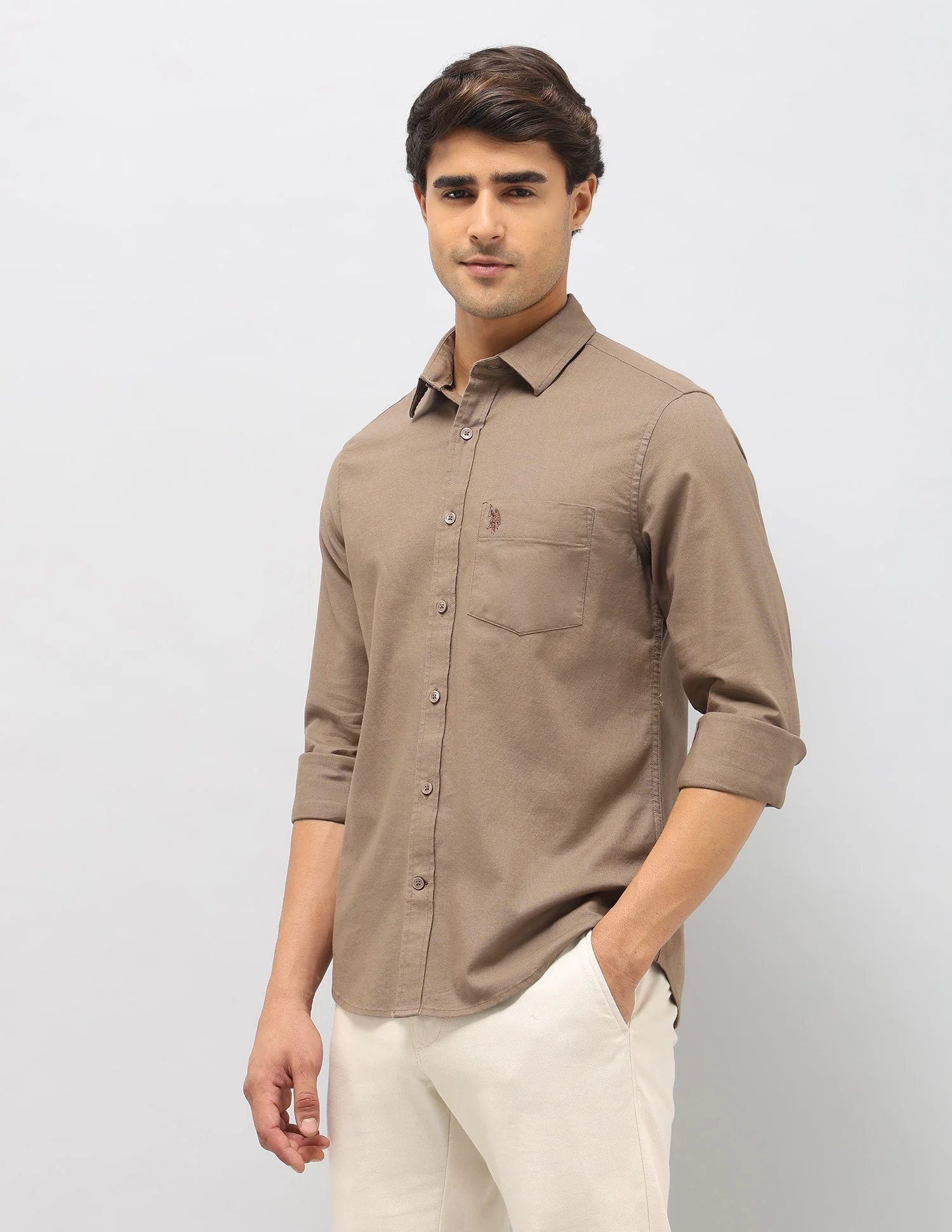 Solid Tailored Fit Shirt - Image 4