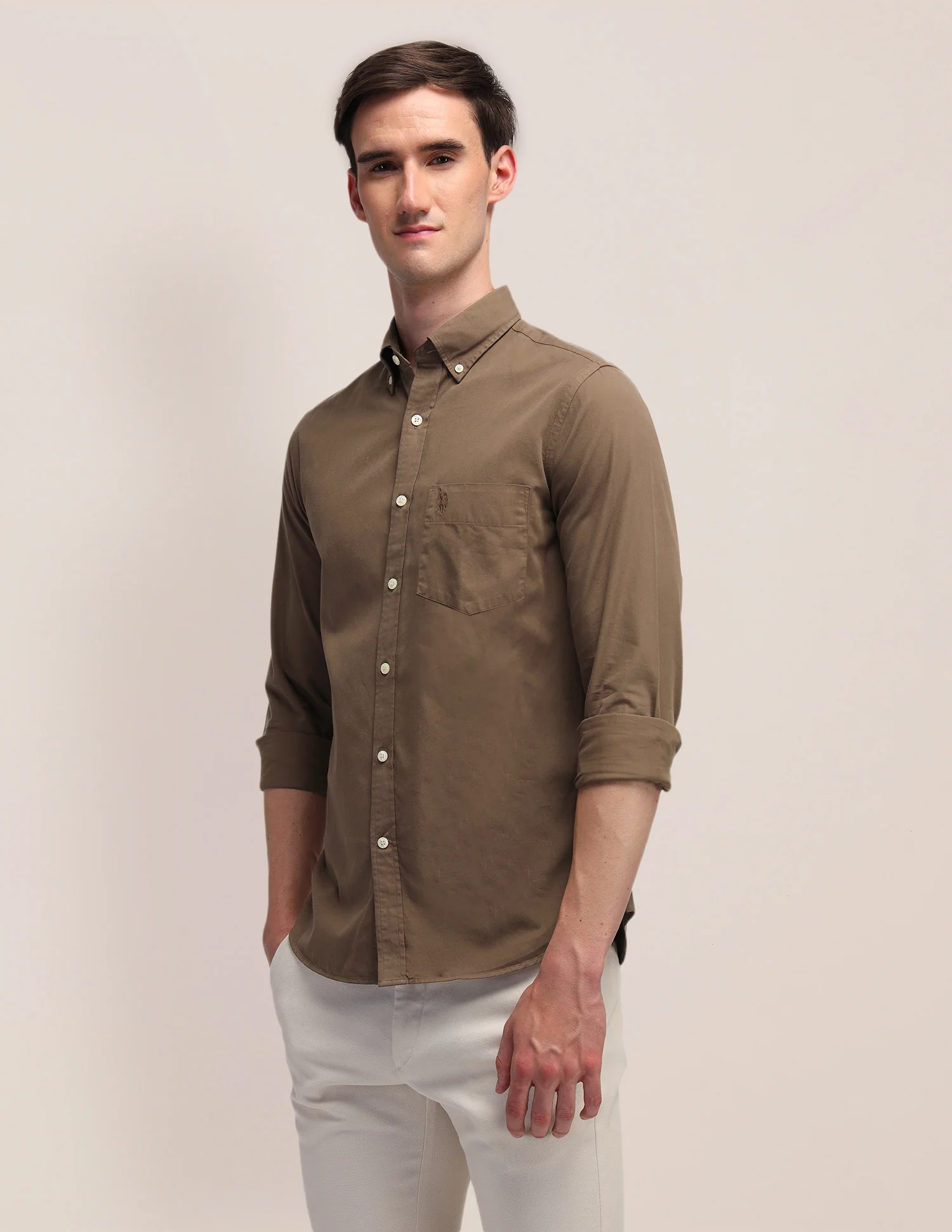Solid Tailored Fit Shirt - Image 4