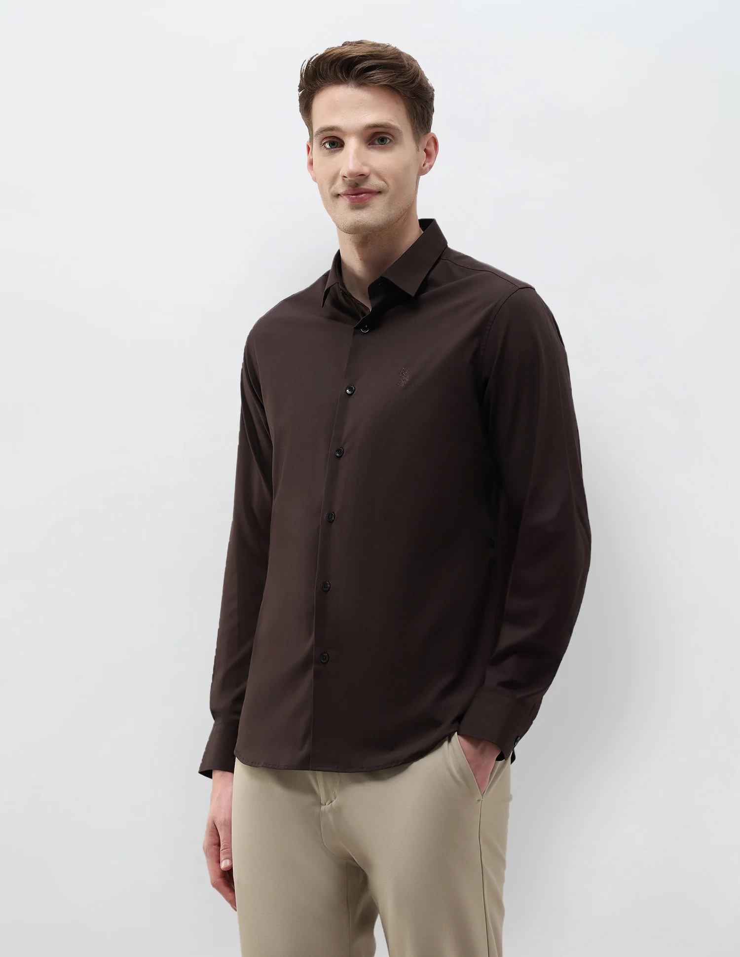 Solid Tailored Fit Shirt - Image 4
