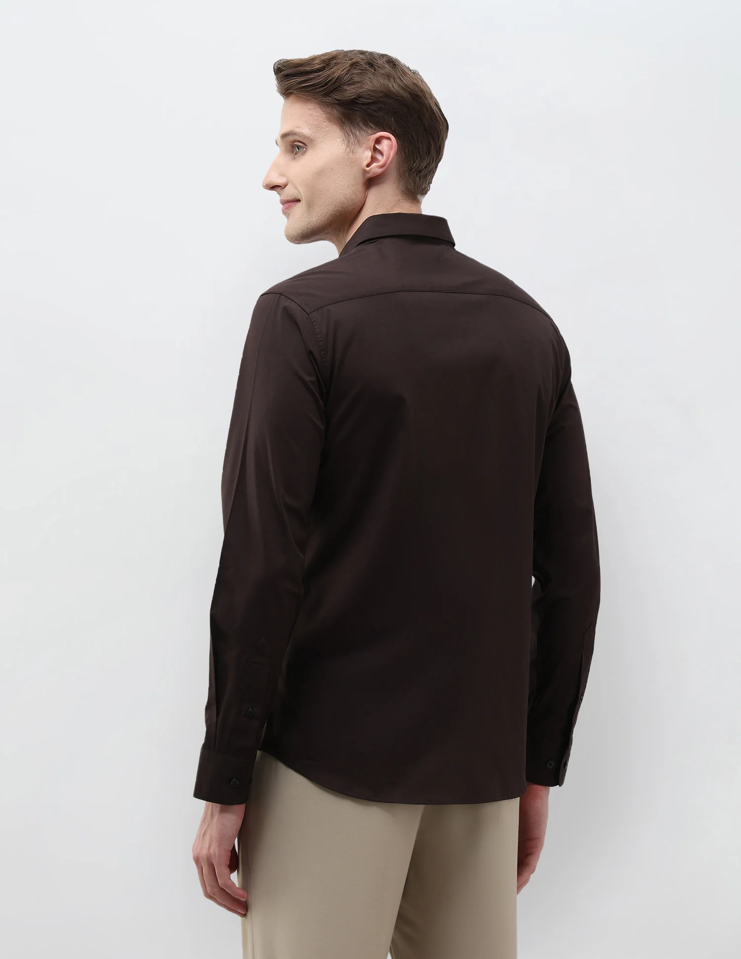 Solid Tailored Fit Shirt - Image 5