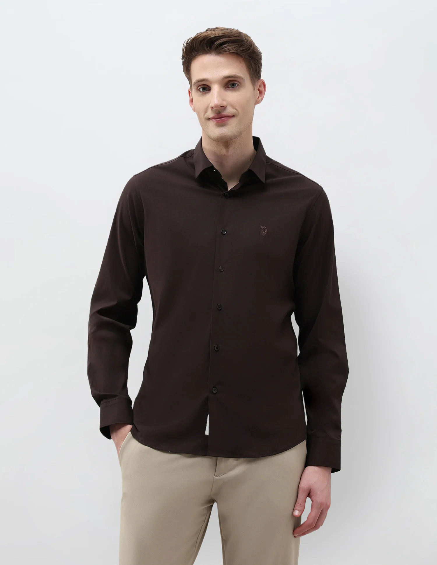 Solid Tailored Fit Shirt - Image 6