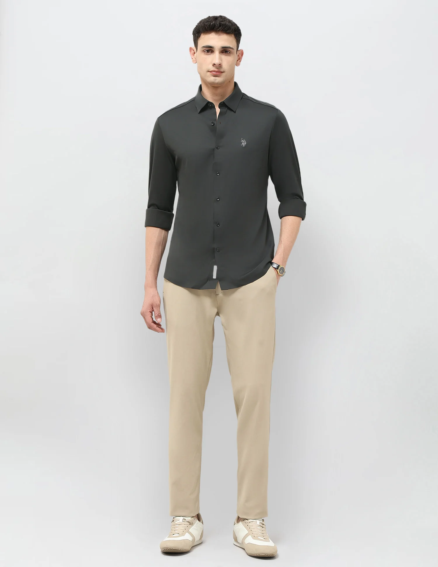 Solid Tailored Fit Shirt - Image 3
