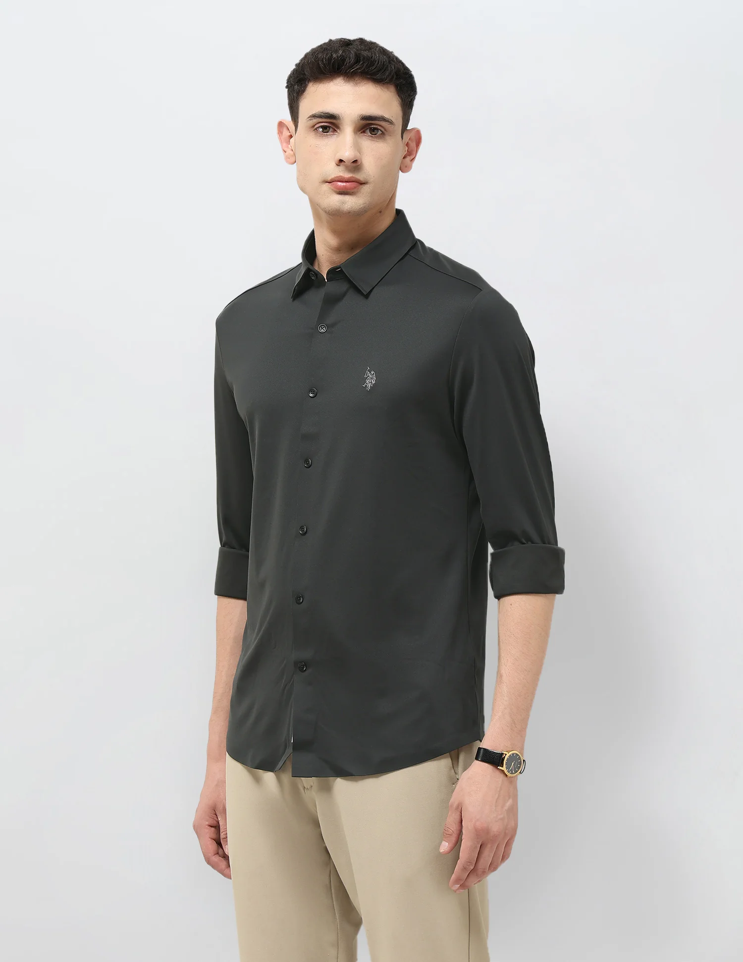Solid Tailored Fit Shirt - Image 4
