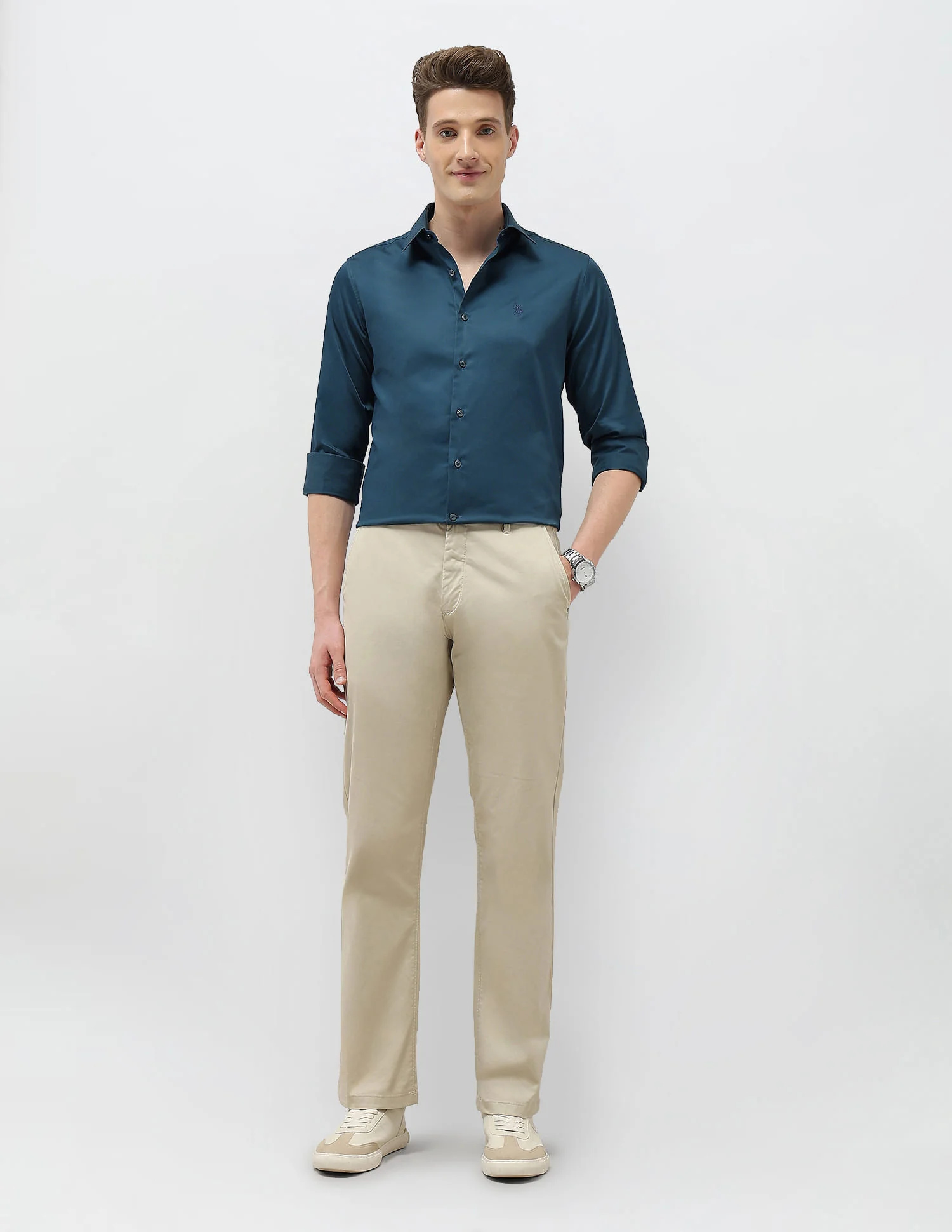 Solid Tailored Fit Shirt - Image 3