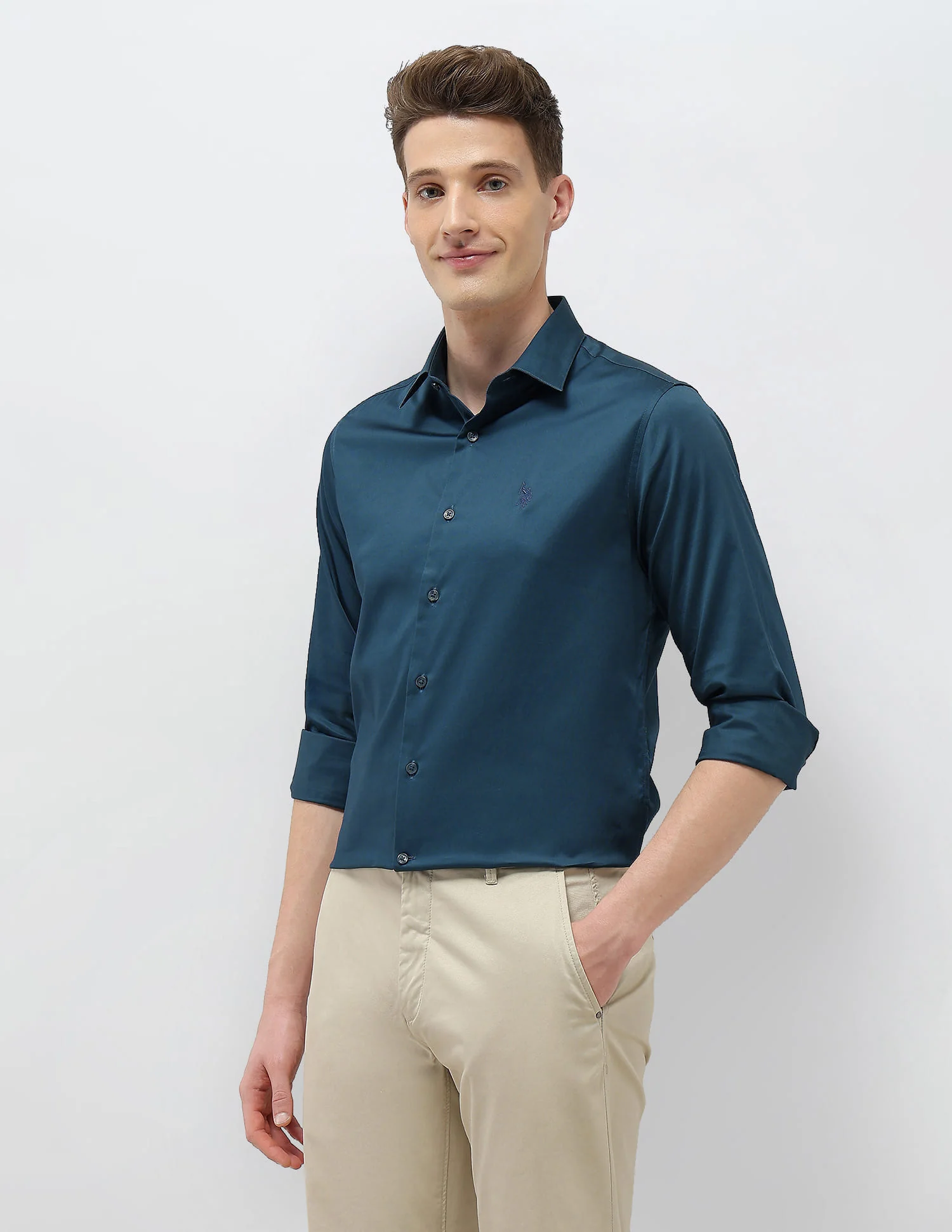 Solid Tailored Fit Shirt - Image 4