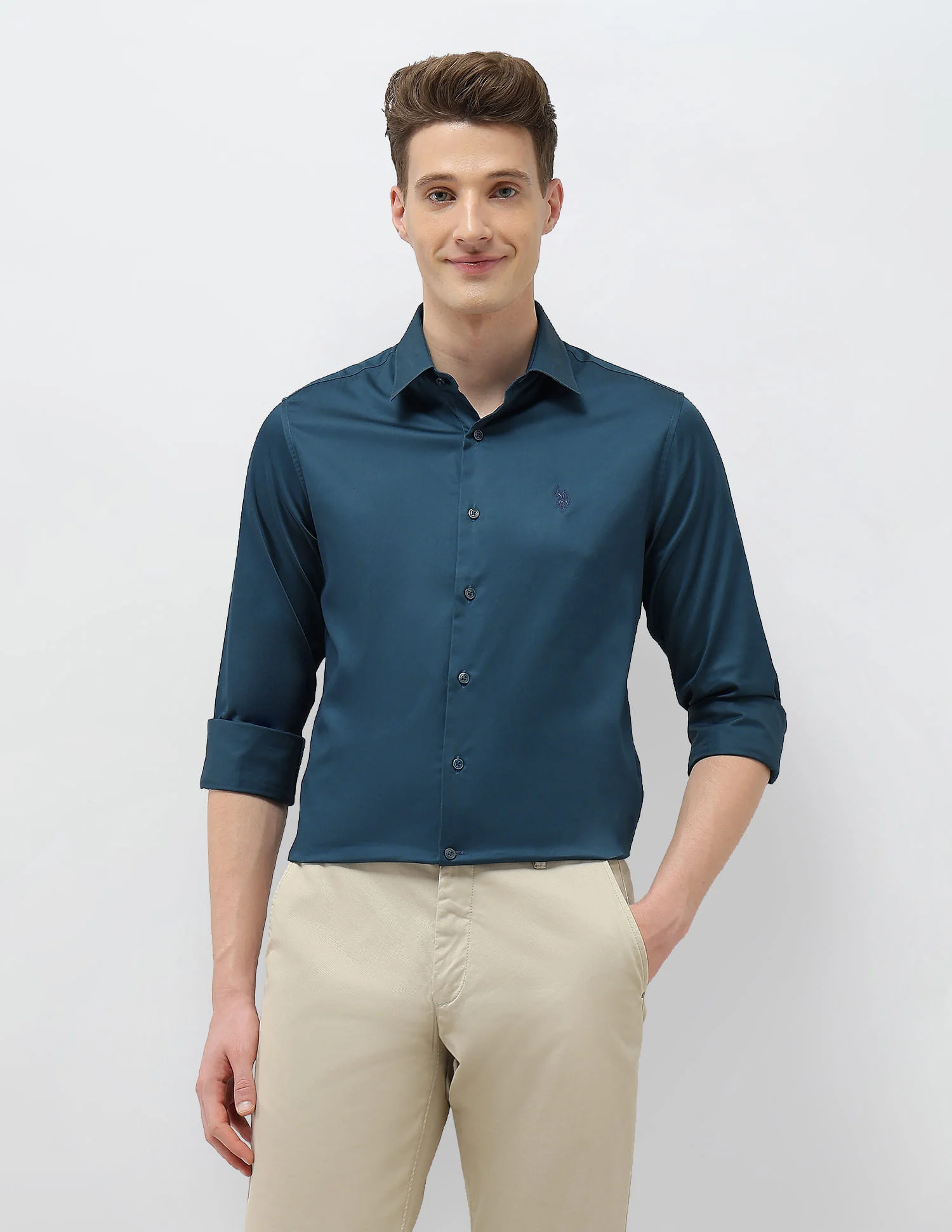 Solid Tailored Fit Shirt - Image 6