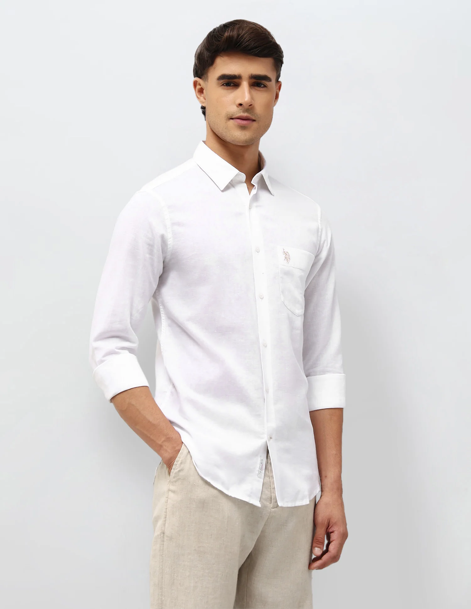 Solid Tailored Fit Shirt - Image 4