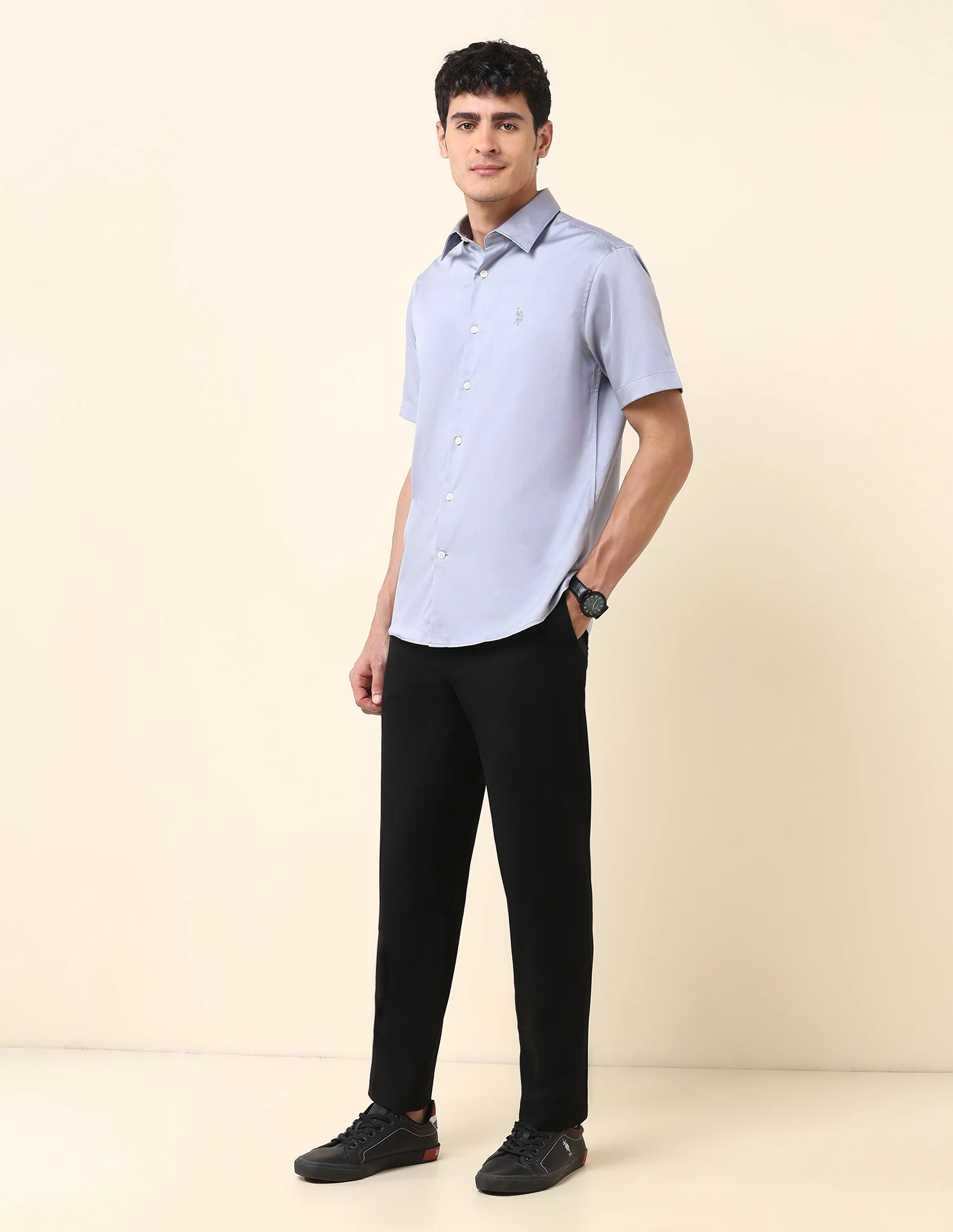 Solid Tailored Fit Shirt - Image 3