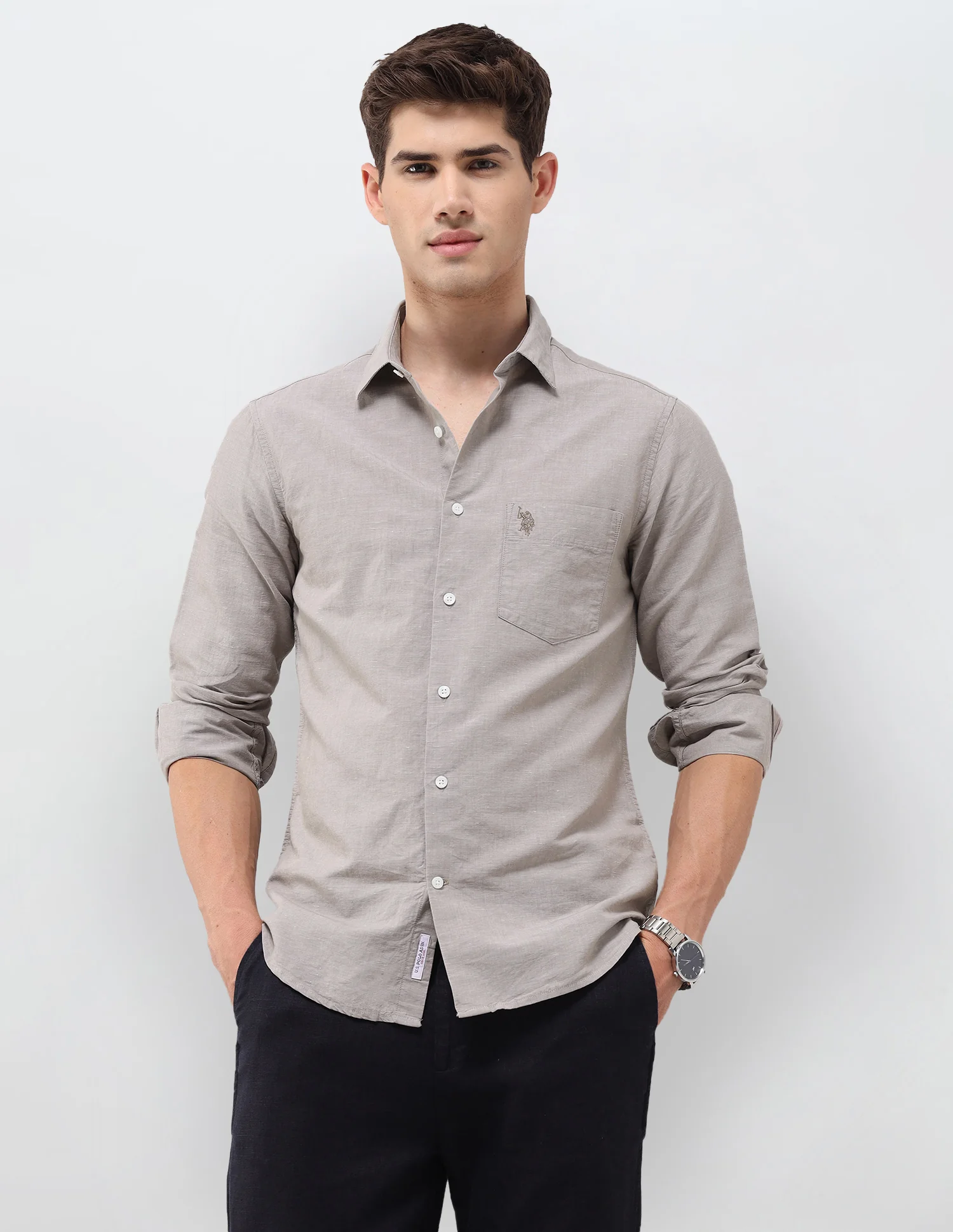 Solid Tailored Fit Shirt