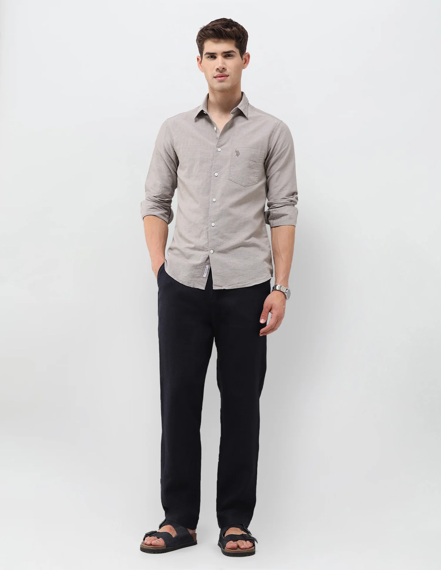 Solid Tailored Fit Shirt - Image 3