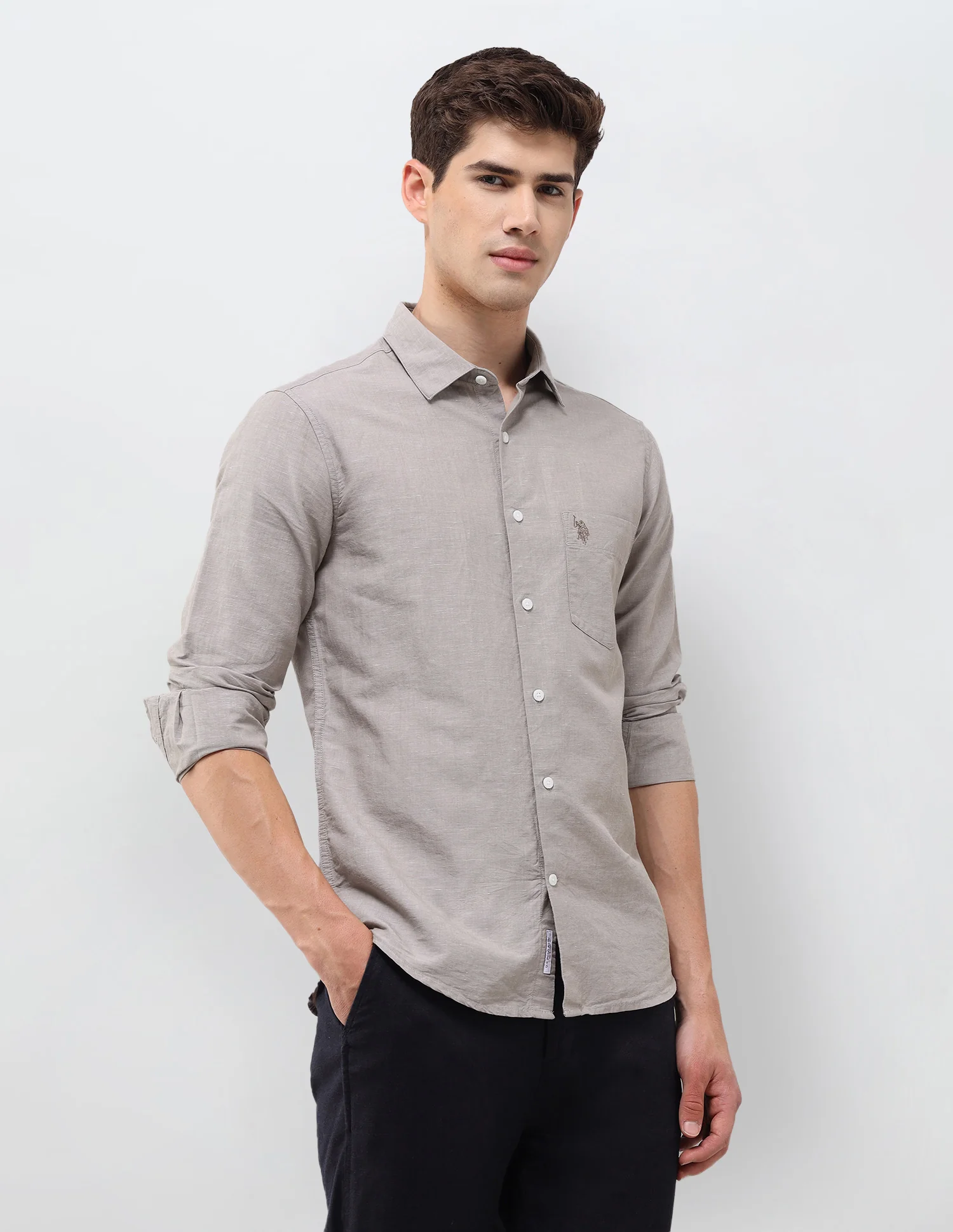 Solid Tailored Fit Shirt - Image 4