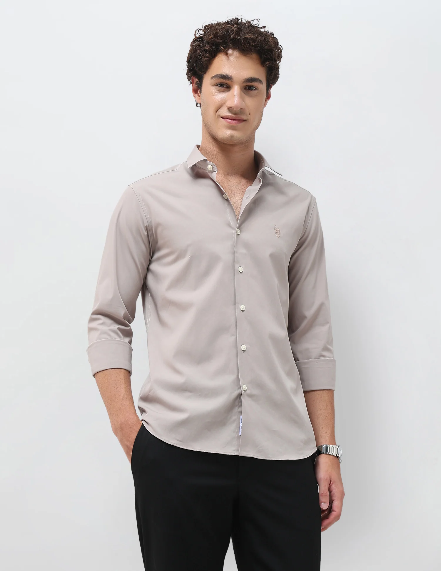 Solid Tailored Fit Shirt