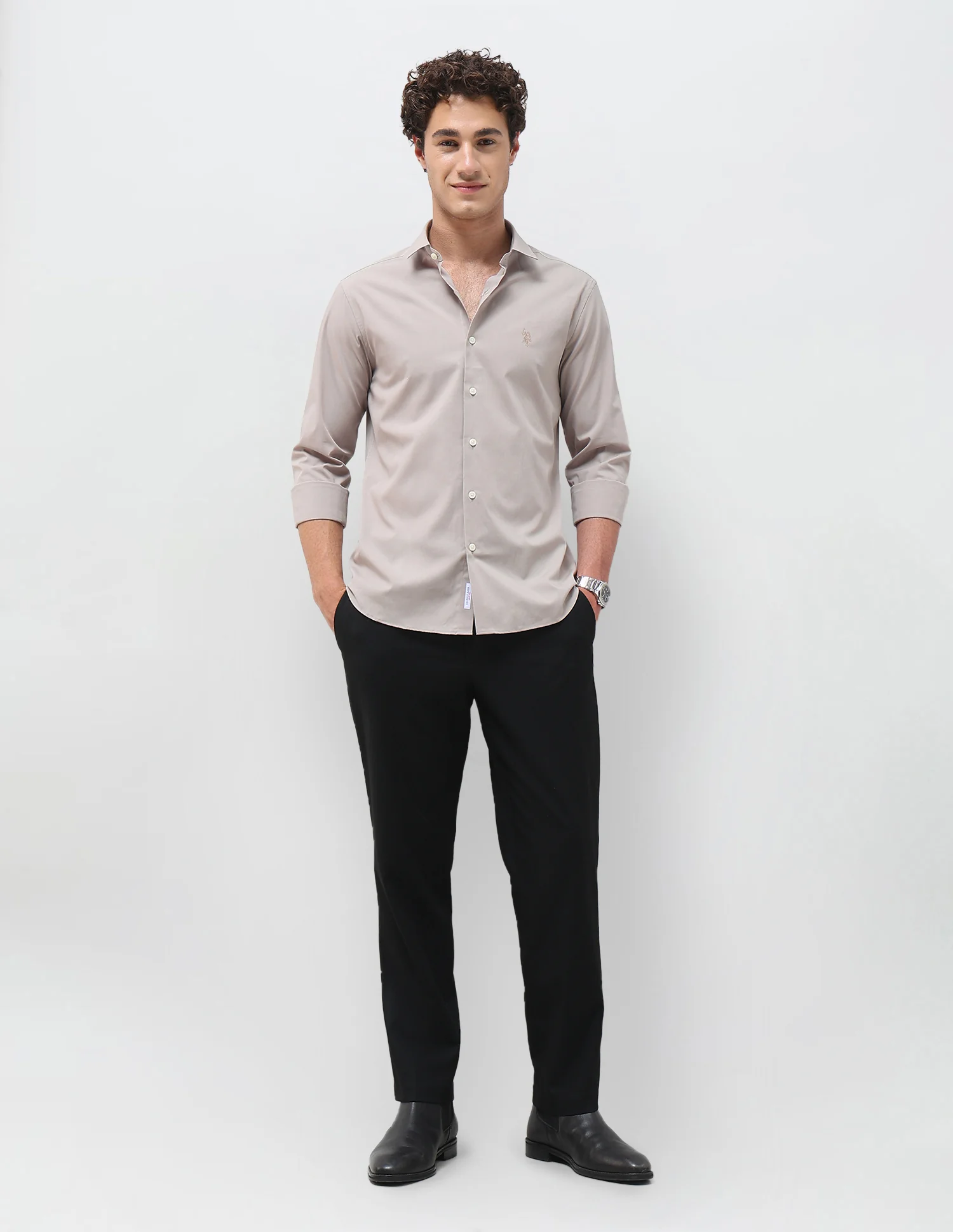 Solid Tailored Fit Shirt - Image 3