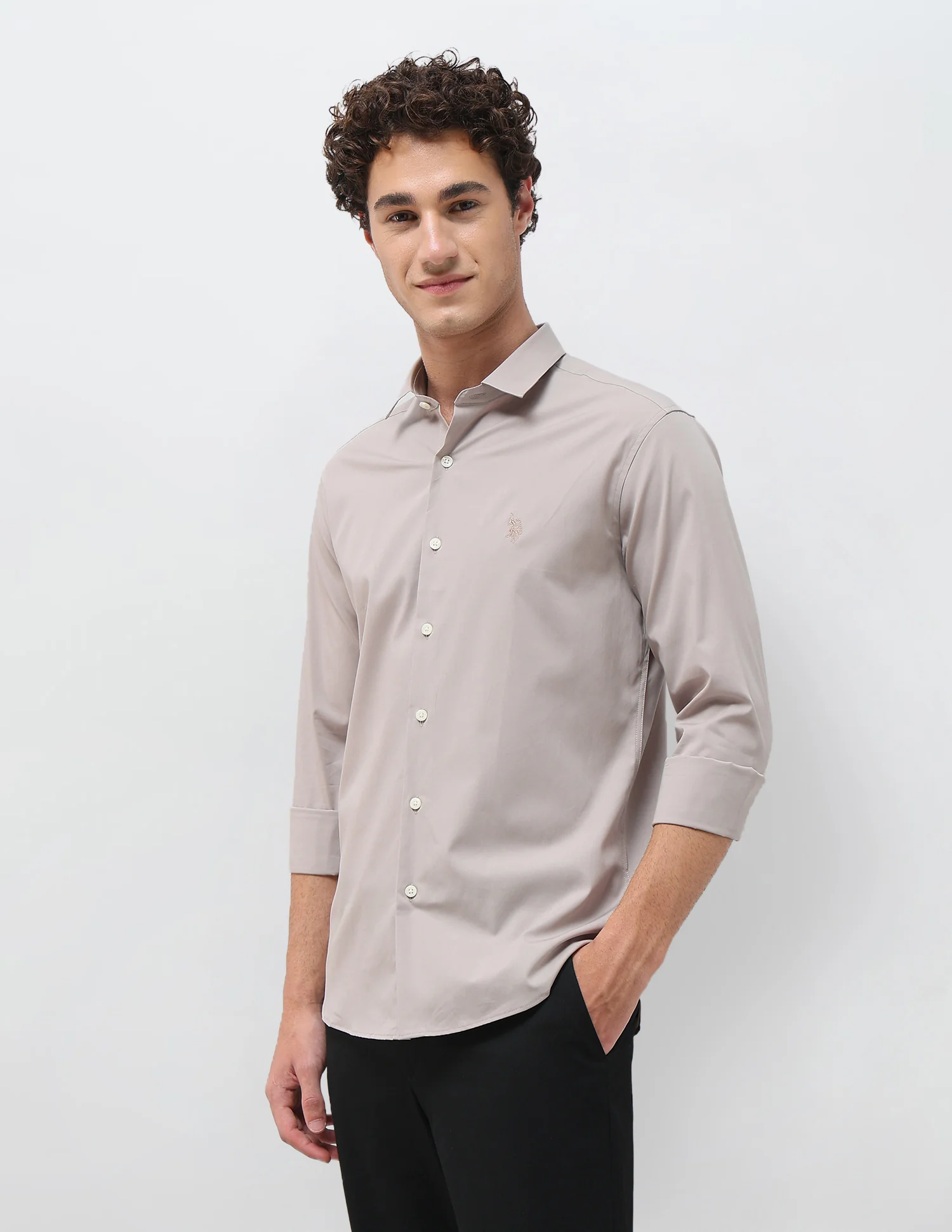Solid Tailored Fit Shirt - Image 4