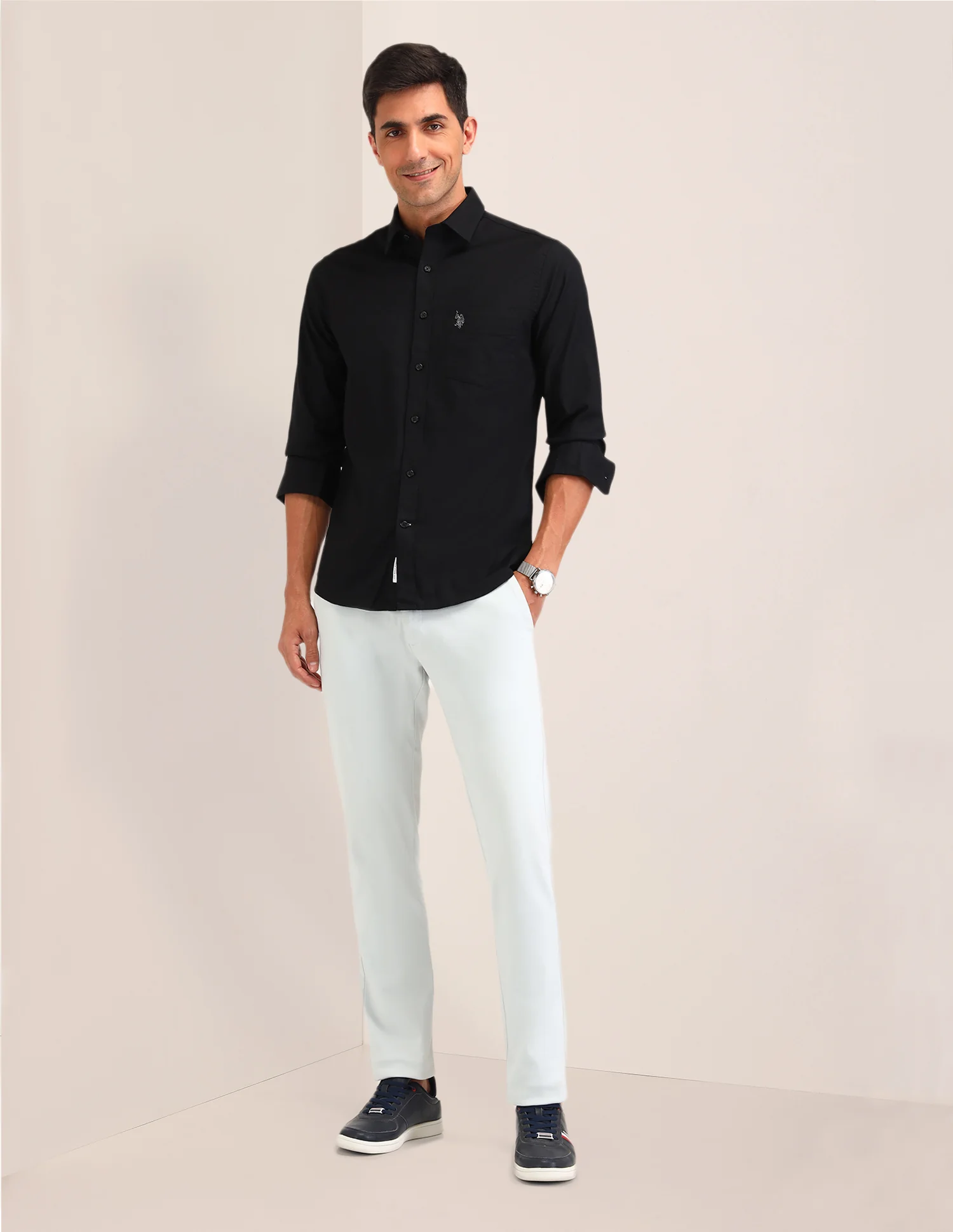 Solid Tailored Fit Shirt - Image 3