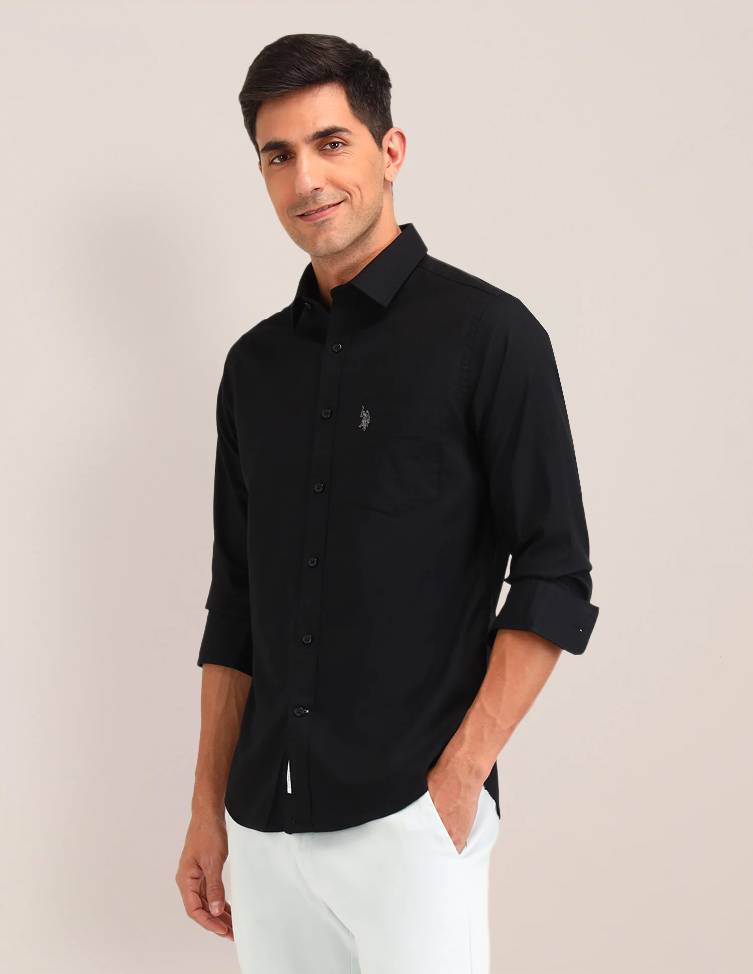 Solid Tailored Fit Shirt - Image 4