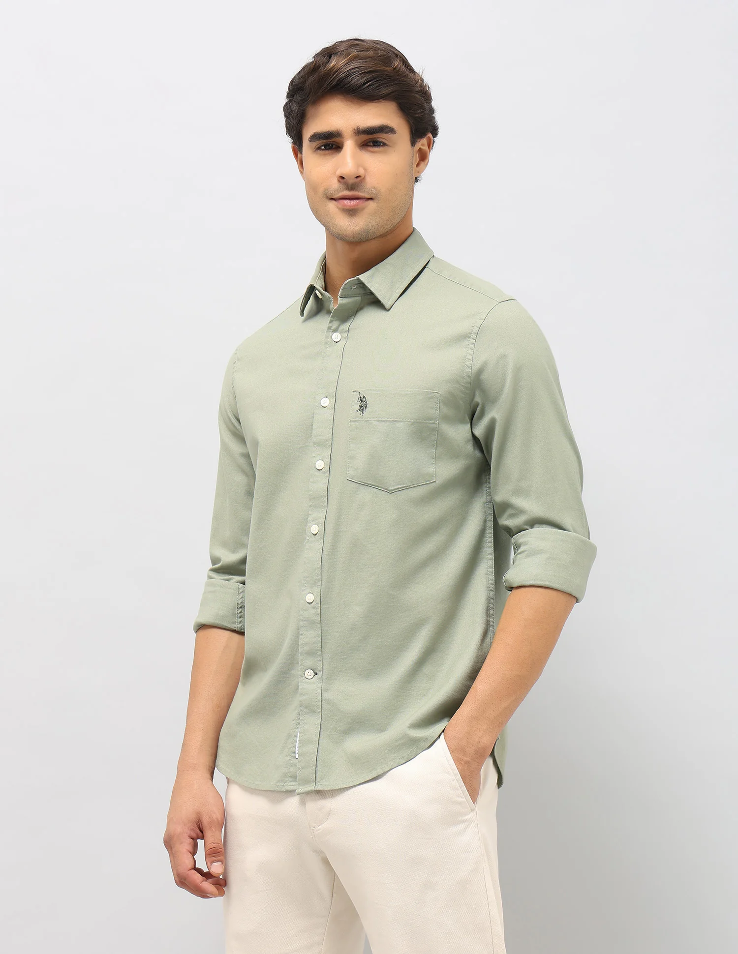 Solid Tailored Fit Shirt - Image 4