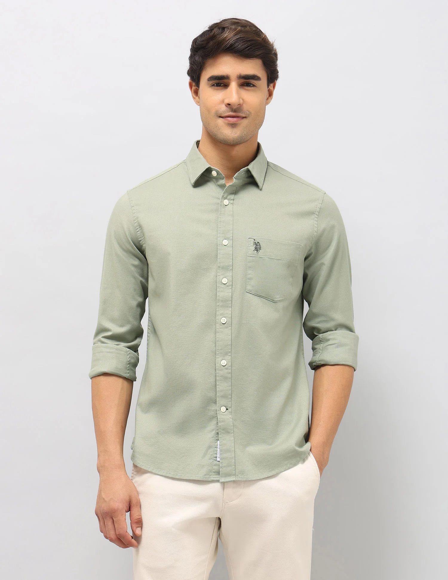 Solid Tailored Fit Shirt - Image 6