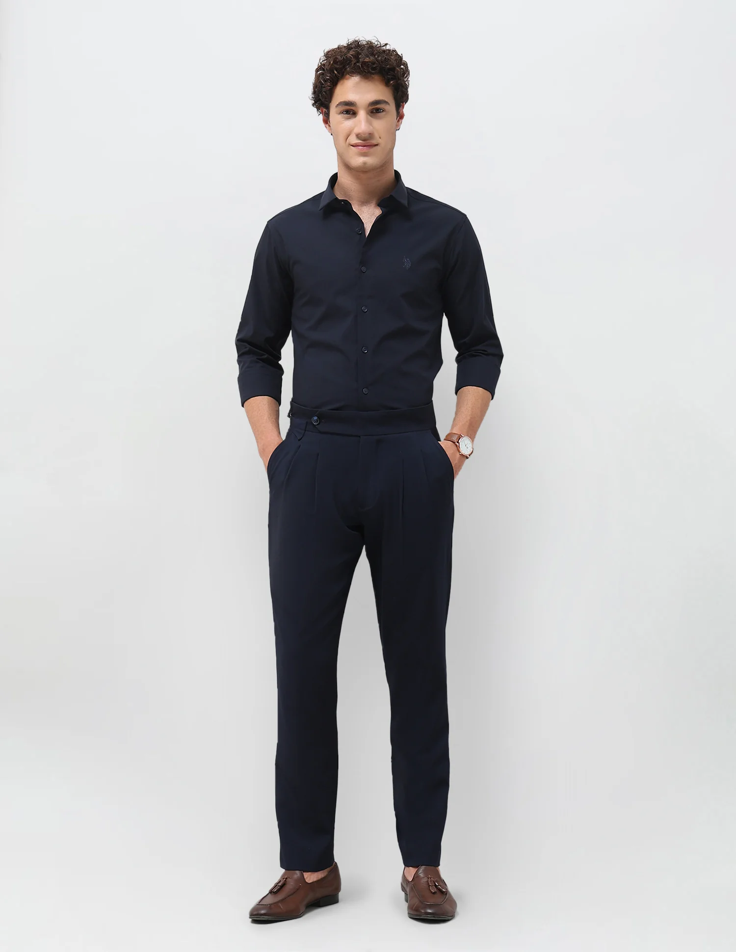 Solid Tailored Fit Shirt - Image 3