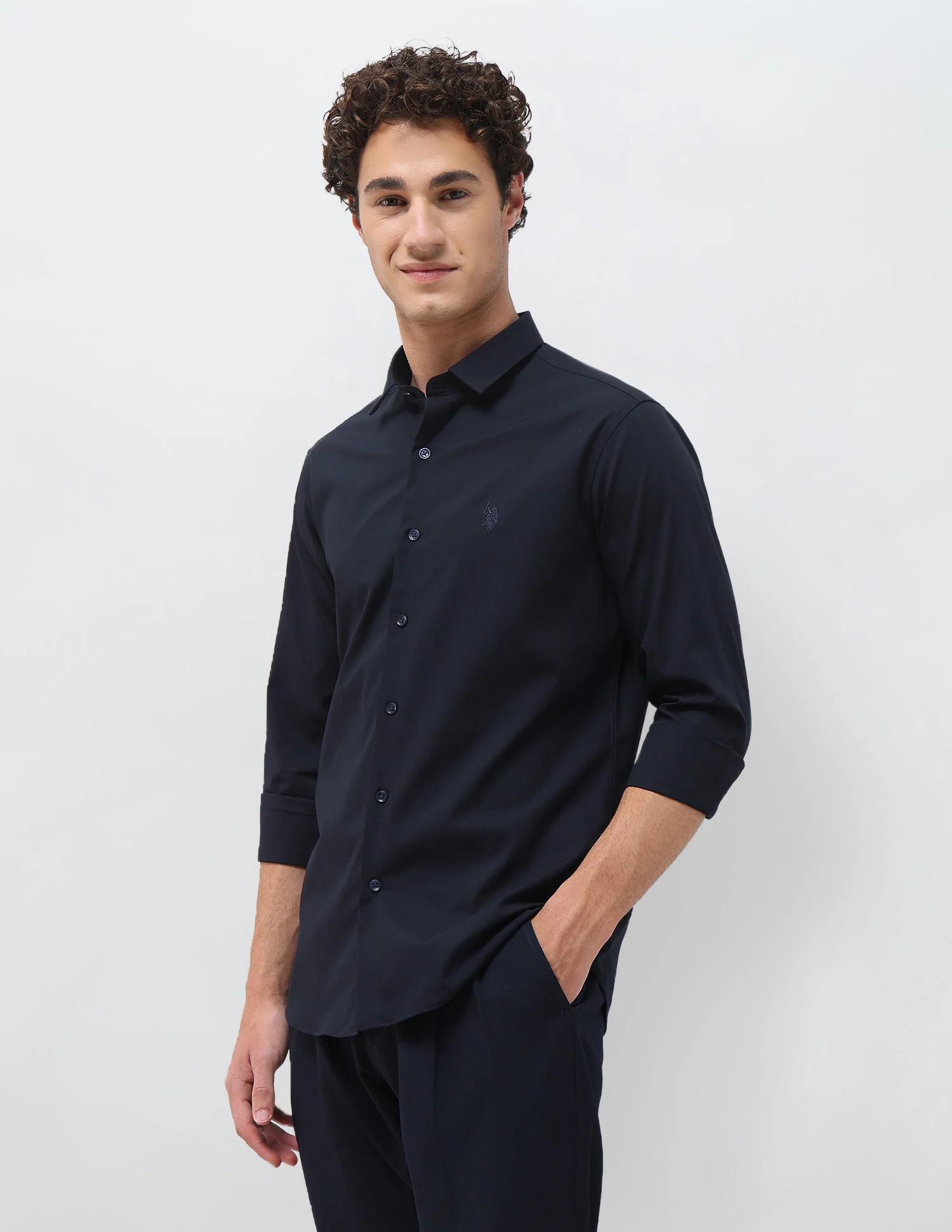 Solid Tailored Fit Shirt - Image 4