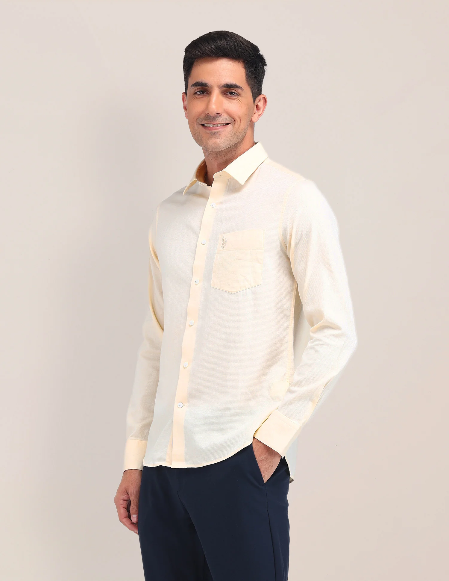 Solid Tailored Fit Shirt - Image 4