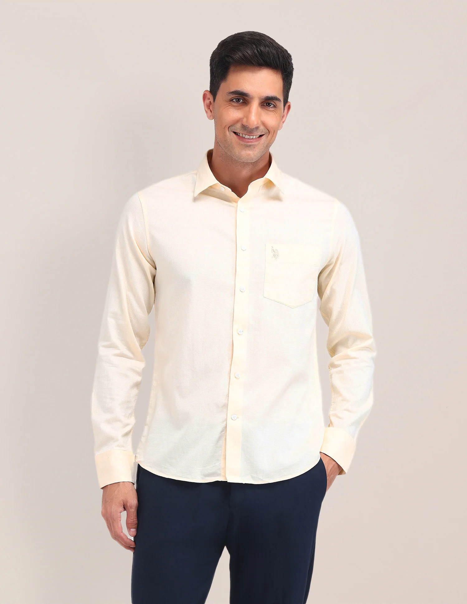 Solid Tailored Fit Shirt - Image 6
