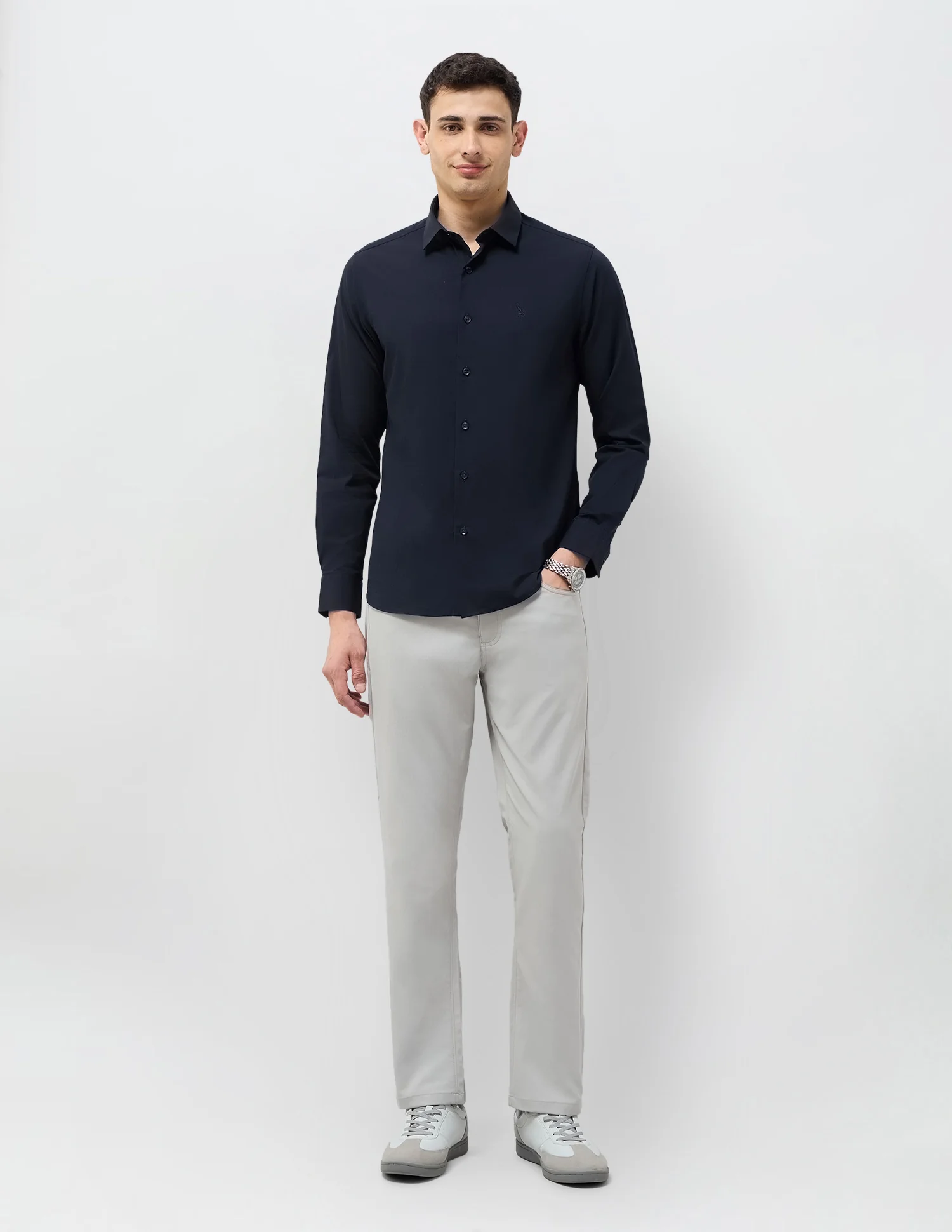 Solid Tailored Fit Shirt - Image 3