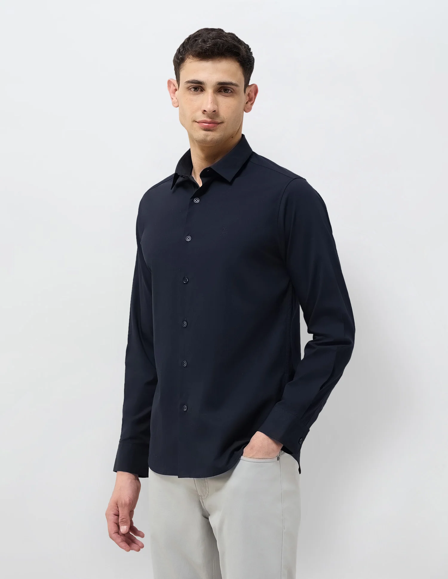 Solid Tailored Fit Shirt - Image 4