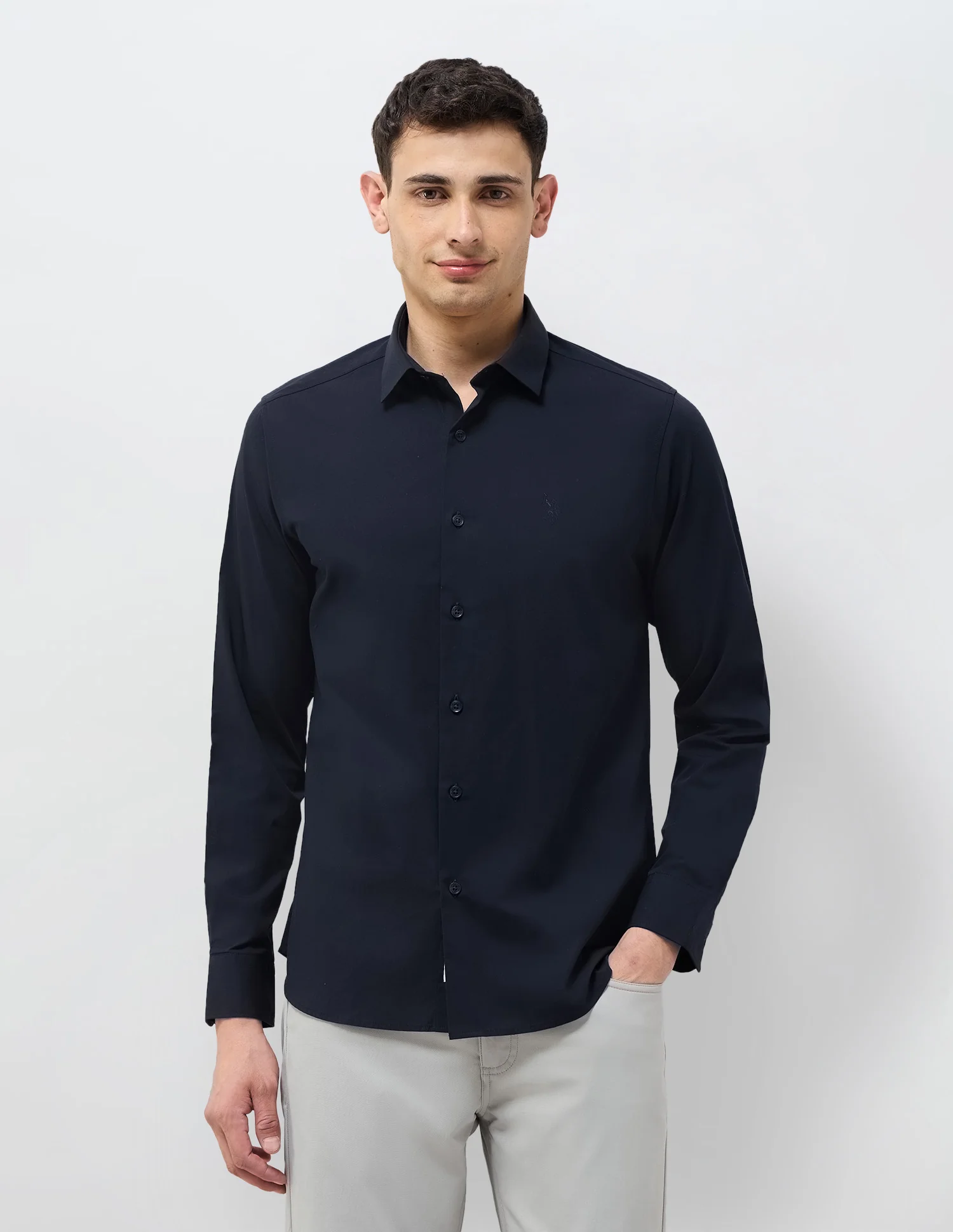 Solid Tailored Fit Shirt - Image 6