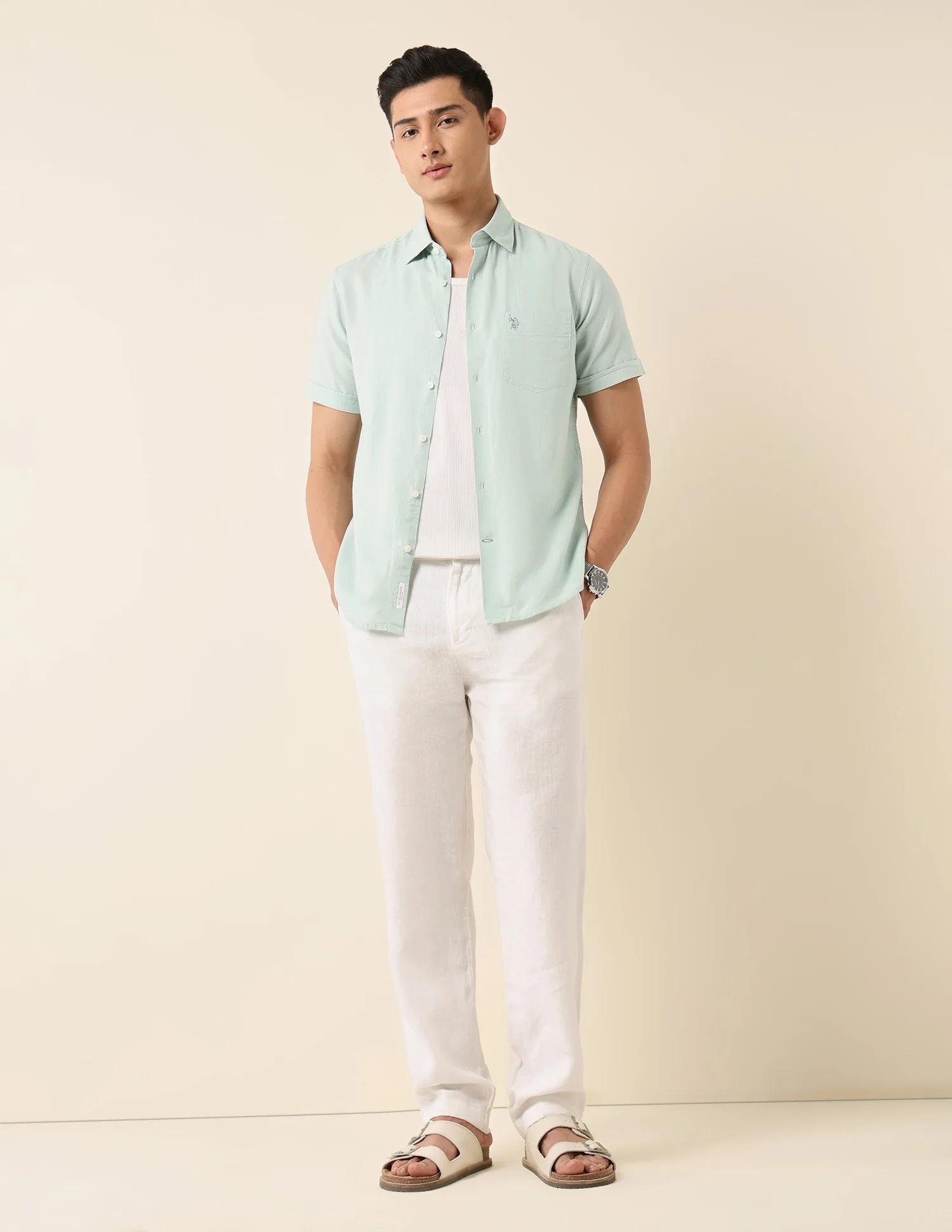Solid Tailored Fit Shirt - Image 3