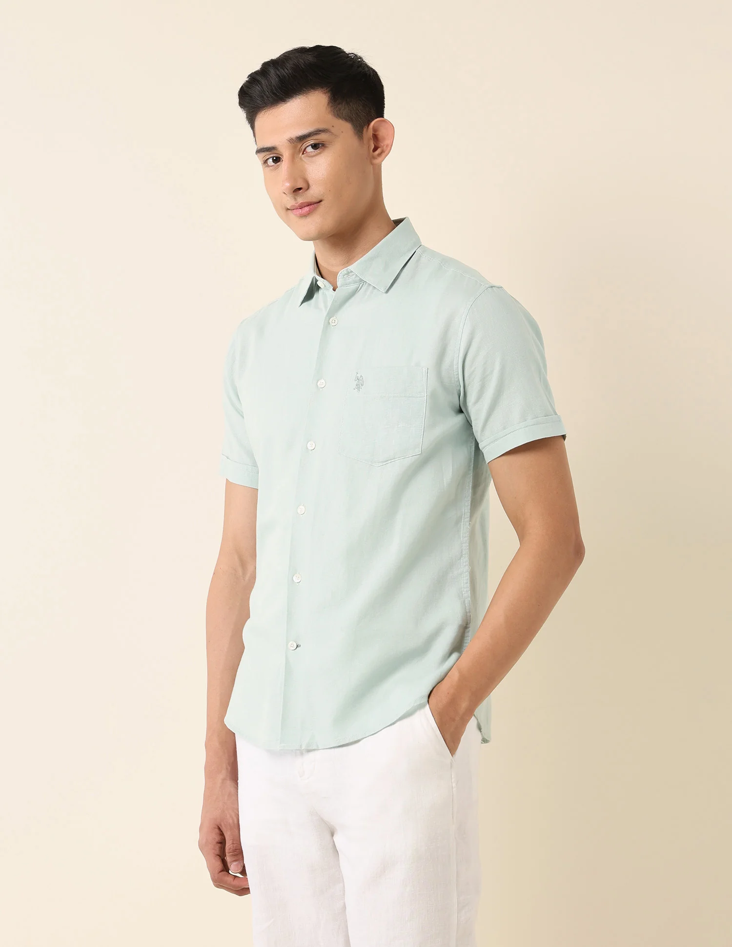 Solid Tailored Fit Shirt - Image 4