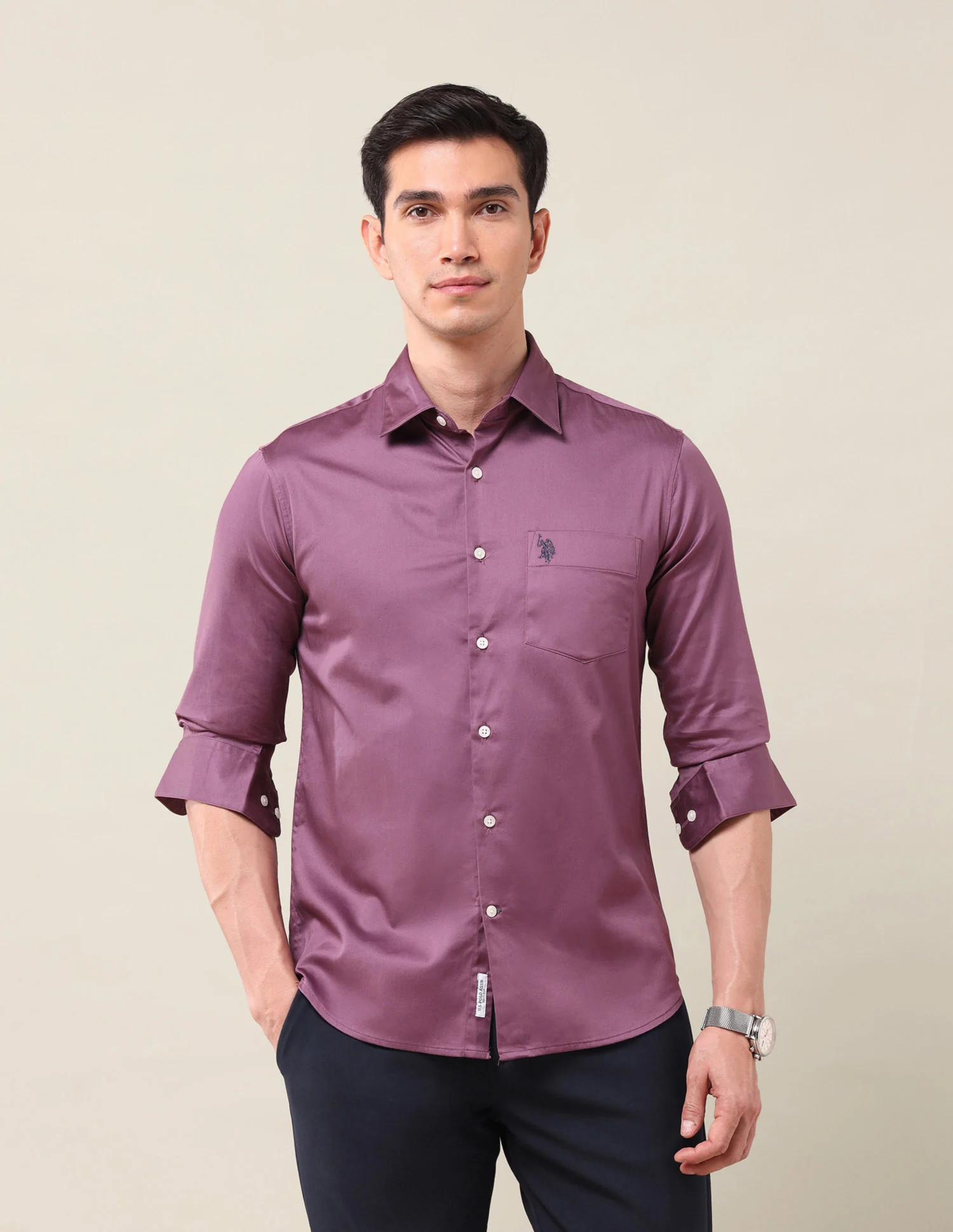 Solid Tailored Fit Shirt