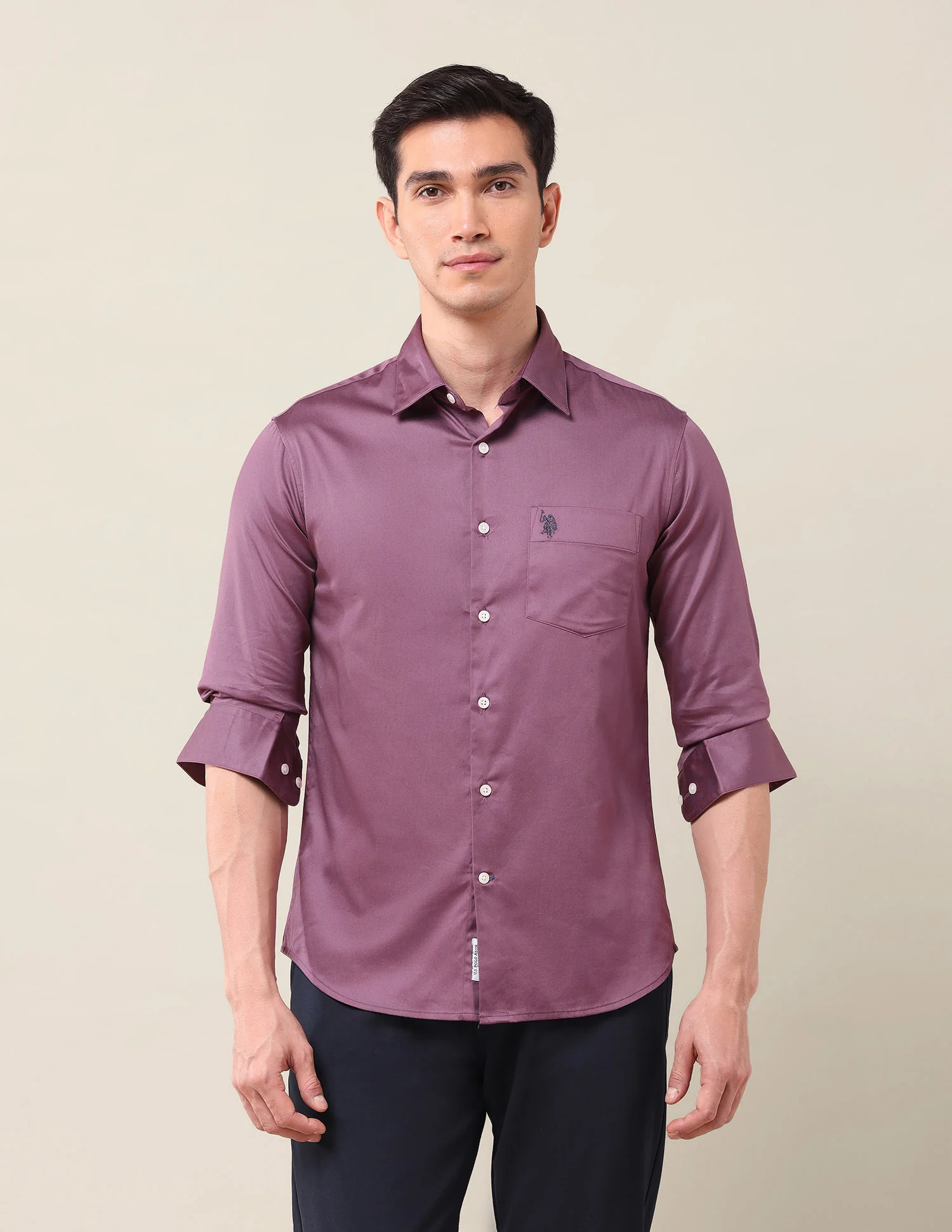 Solid Tailored Fit Shirt - Image 6