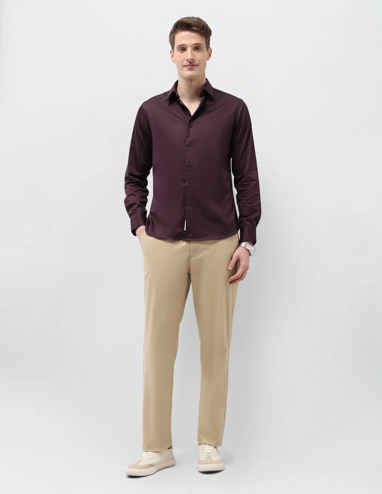 Solid Tailored Fit Shirt - Image 3