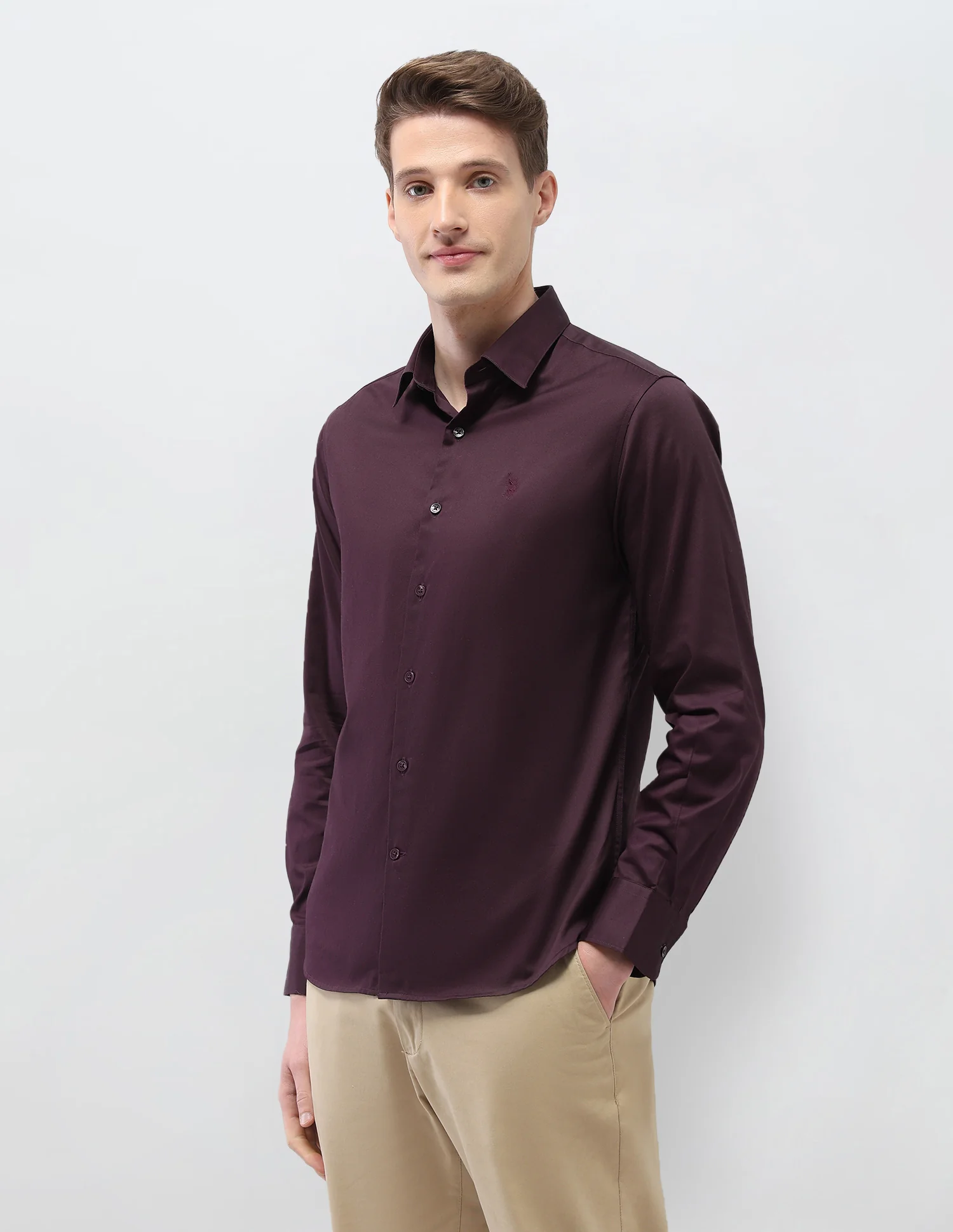 Solid Tailored Fit Shirt - Image 4