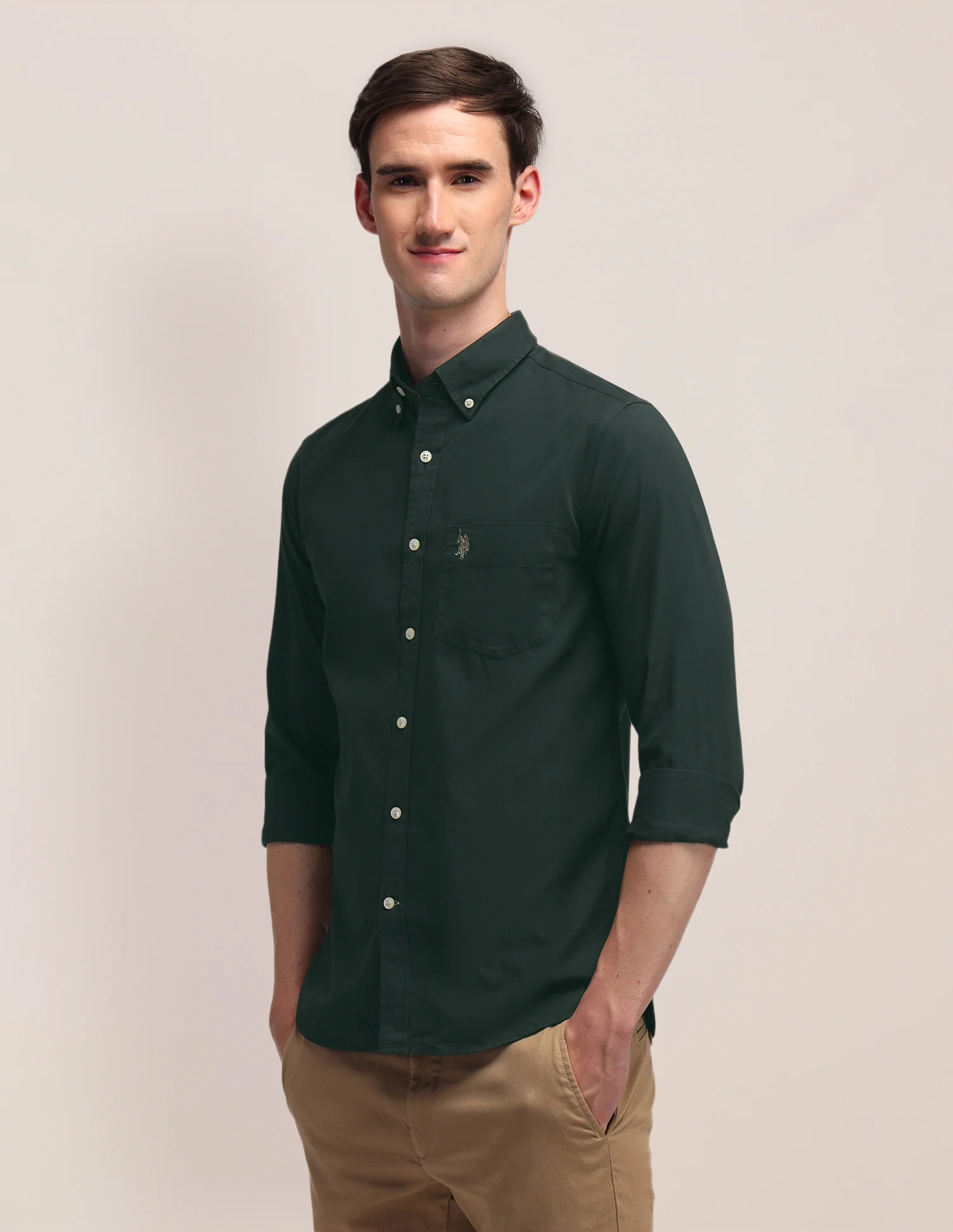 Solid Tailored Fit Shirt - Image 4